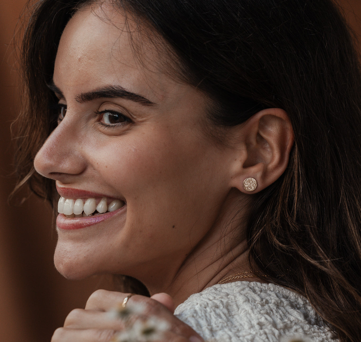 Personalised jewellery - KBN Jewellery - handmade jewellery – Personalised Jewellery gifts – Dainty jewellery- Dainty earrings – personalised stud earrings – flower stamped earrings – family flowers – kids birth flowers – birth flower necklace – personalised flower stamped earrings – handmade earring studs – Australian made