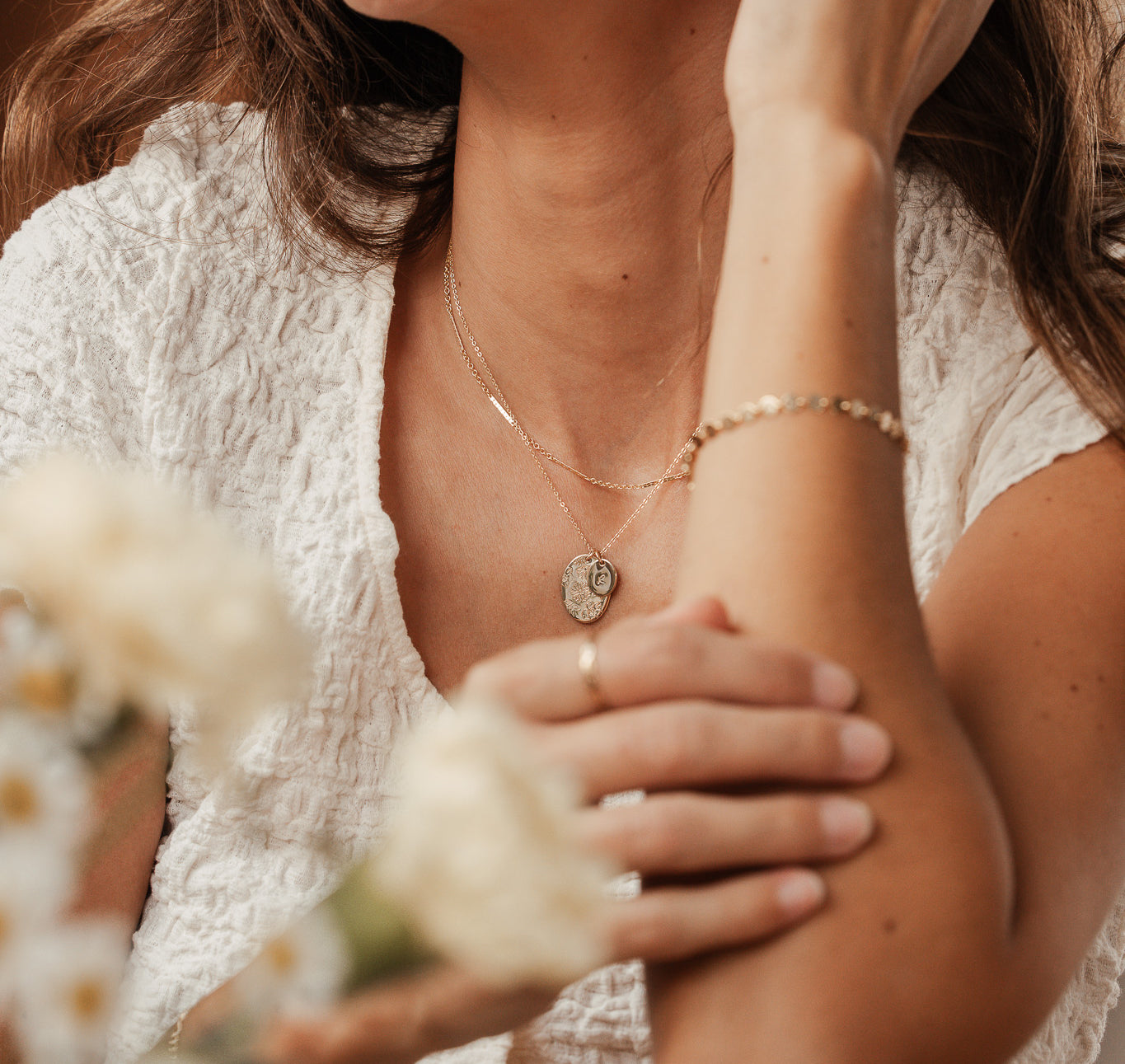 Personalised jewellery - KBN Jewellery - handmade jewellery – Personalised Jewellery gifts – Dainty jewellery- Dainty necklace – flower stamped necklace – family flowers – kids birth flowers – birth flower necklace – personalised flower stamped necklace - floral display necklace - spring necklace - birth flower garden necklace - handmade jewellery