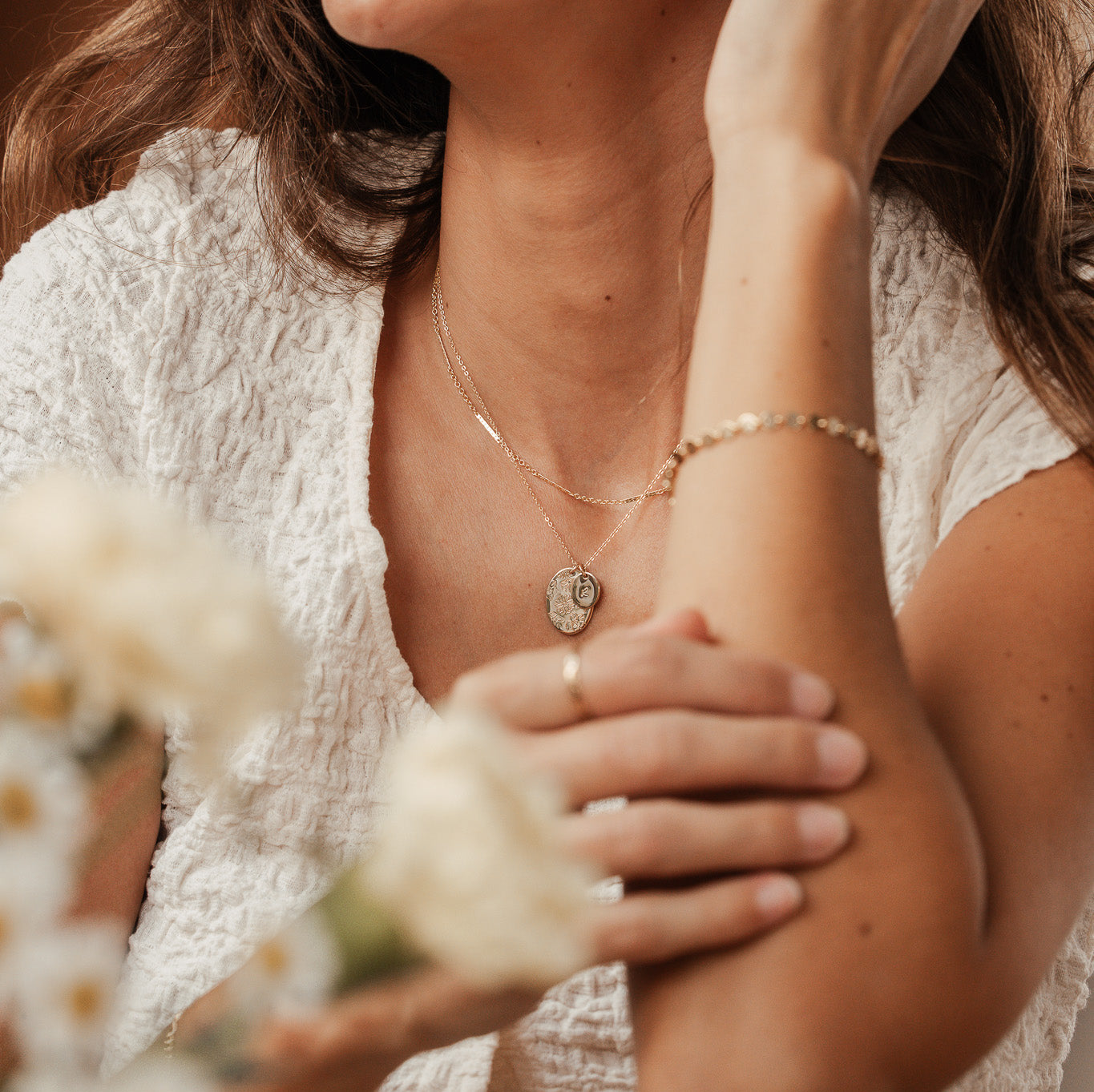 Personalised jewellery - KBN Jewellery - handmade jewellery – Personalised Jewellery gifts – Dainty jewellery- Dainty necklace – flower stamped necklace – family flowers – kids birth flowers – birth flower necklace – personalised flower stamped necklace - floral display necklace - spring necklace - birth flower garden necklace - handmade jewellery