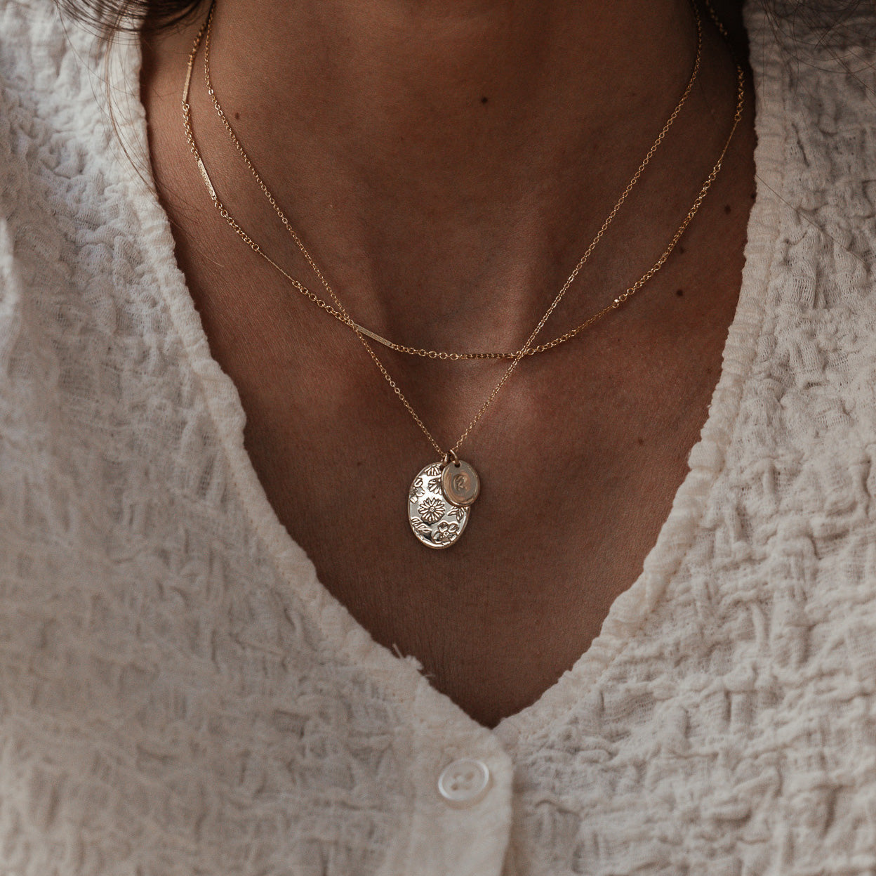 Personalised jewellery - KBN Jewellery - handmade jewellery – Personalised Jewellery gifts – Dainty jewellery- Dainty necklace – flower stamped necklace – family flowers – kids birth flowers – birth flower necklace – personalised flower stamped necklace - floral display necklace - spring necklace - birth flower garden necklace - handmade jewellery