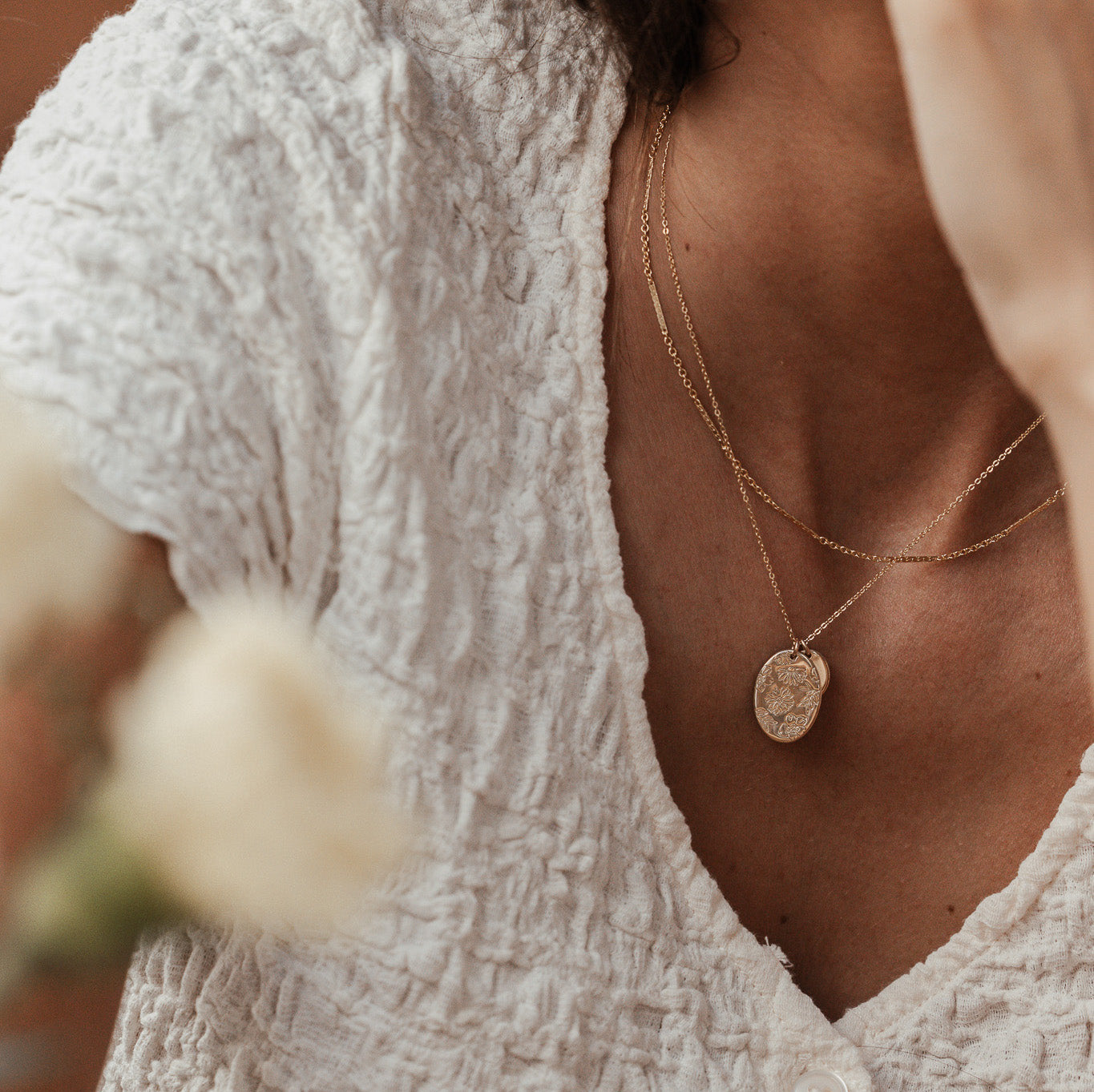 Personalised jewellery - KBN Jewellery - handmade jewellery – Personalised Jewellery gifts – Dainty jewellery- Dainty necklace – flower stamped necklace – family flowers – kids birth flowers – birth flower necklace – personalised flower stamped necklace - floral display necklace - spring necklace - birth flower garden necklace - handmade jewellery