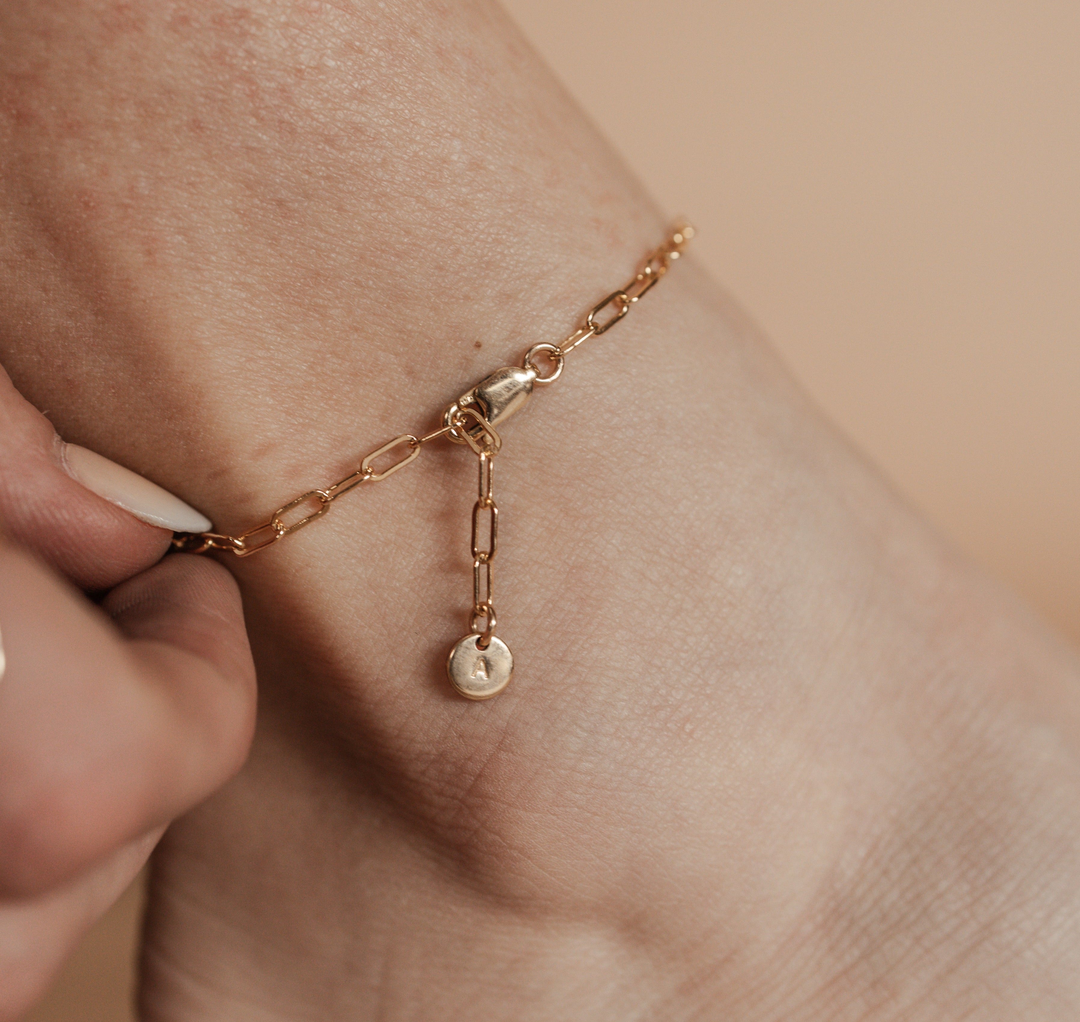 Personalised jewellery - KBN Jewellery - handmade jewellery – custom jewellery gifts – dainty anklet – stacking anklet – layering anklet – simple chain – affordable jewellery – Australian made jewellery – small pendant anklet – linked chain anklet