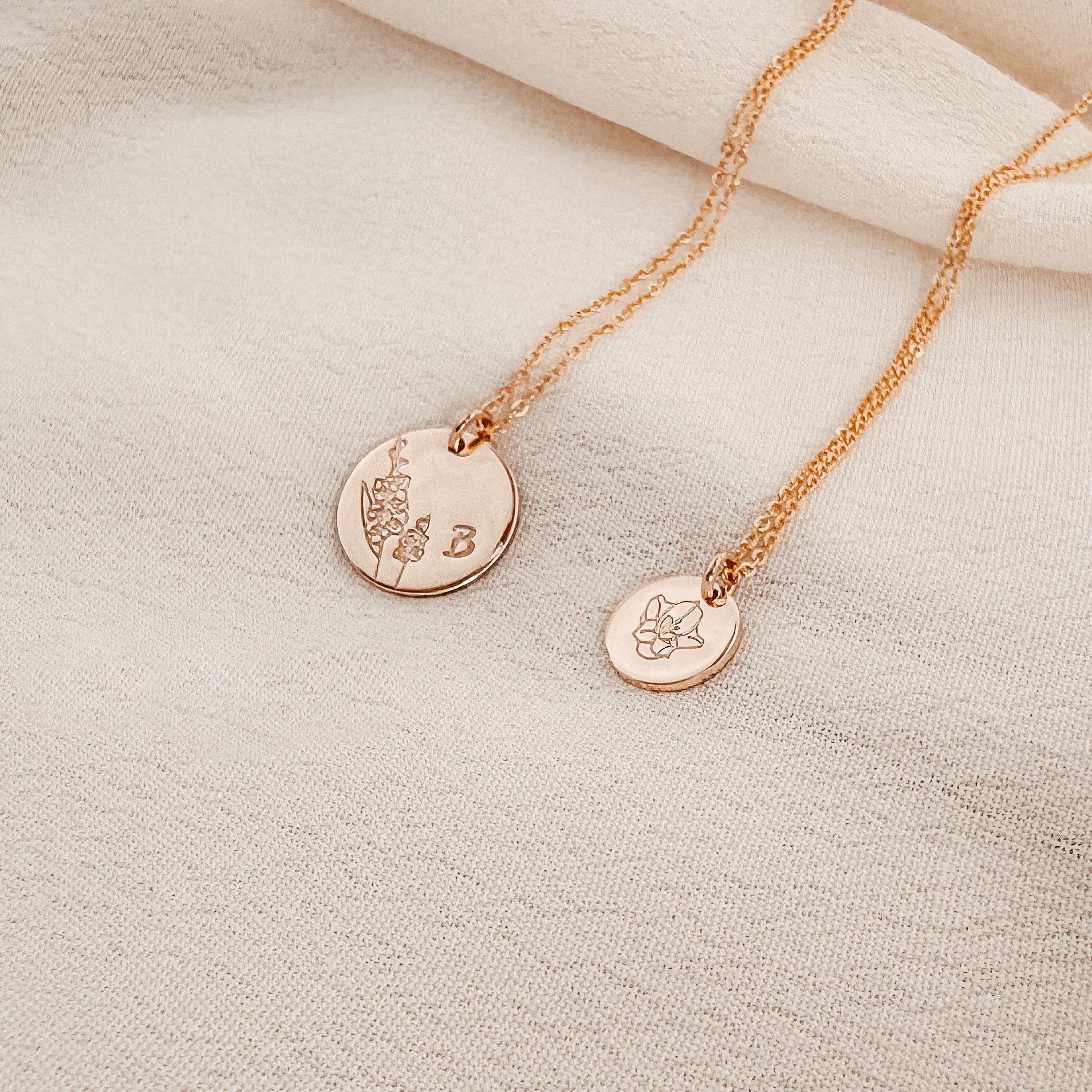 Personalised jewellery - KBN Jewellery - handmade jewellery – custom jewellery gifts – dainty necklace – medium pendant necklace – August Birth flower necklace – birthday necklace – August  birthday gift – dainty jewellery – birth flower and initial necklace – everyday jewellery – Gladiolus flower necklace – Gladiolus necklace – strength flower necklace