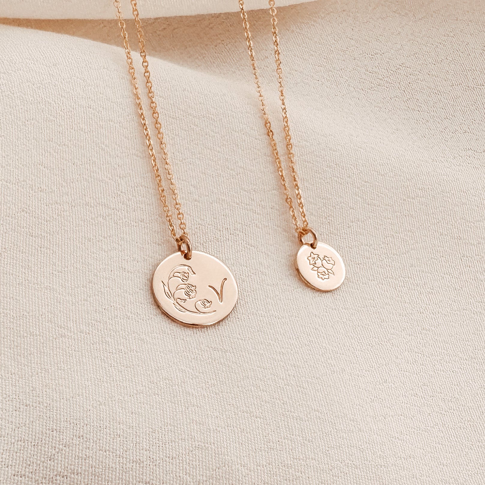 Personalised jewellery - KBN Jewellery - handmade jewellery – custom jewellery gifts – dainty necklace – medium pendant necklace – May Birth flower necklace – birthday necklace – may birthday gift – dainty jewellery – birth flower and intial necklace – everyday jewellery