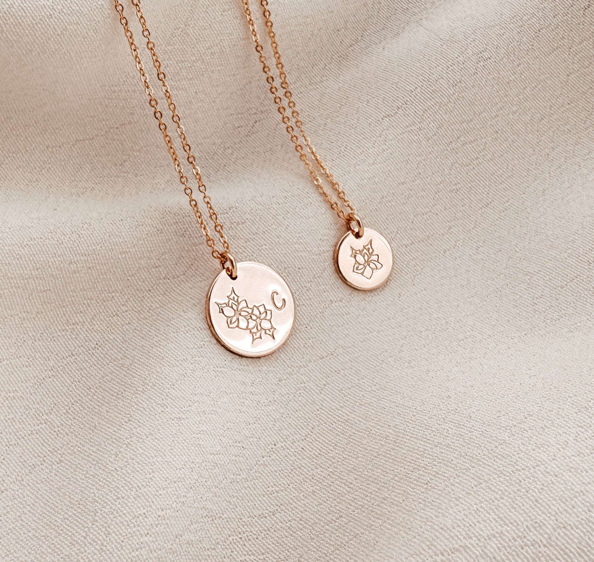 Personalised jewellery – handmade jewellery – KBN jewellery – Australian made jewellery – initial necklace – birth flower necklace – single pendant necklace with flower – birth flower necklace custom – custom birth month necklace – December flower necklace – success necklace