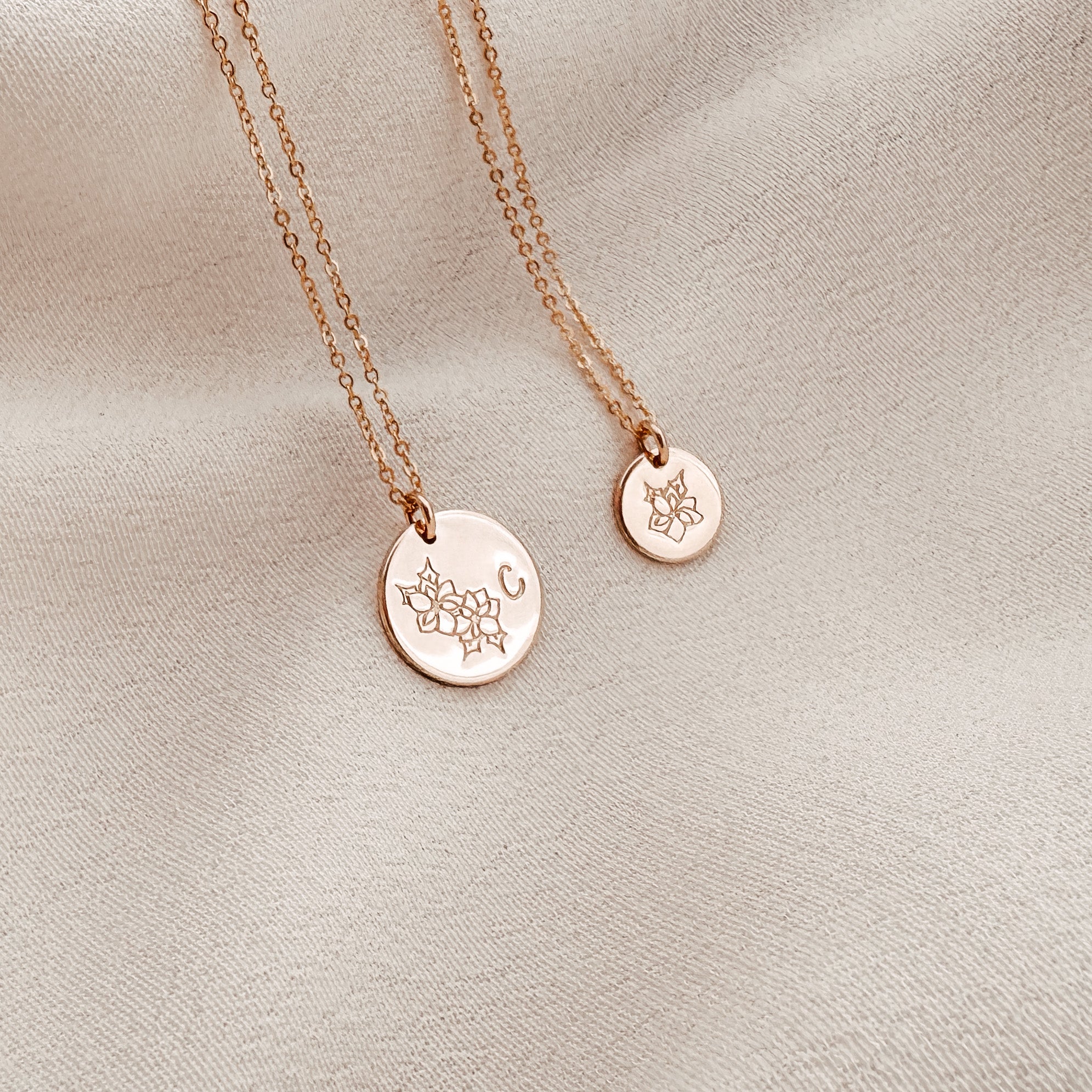 Personalised jewellery – handmade jewellery – KBN jewellery – Australian made jewellery – initial necklace – birth flower necklace – single pendant necklace with flower – birth flower necklace custom – custom birth month necklace – December flower necklace – success necklace