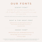 Personalised jewellery - KBN Jewellery - handmade jewellery – font selection – script font – tiny font – tiny neat font necklace – sweet font necklace