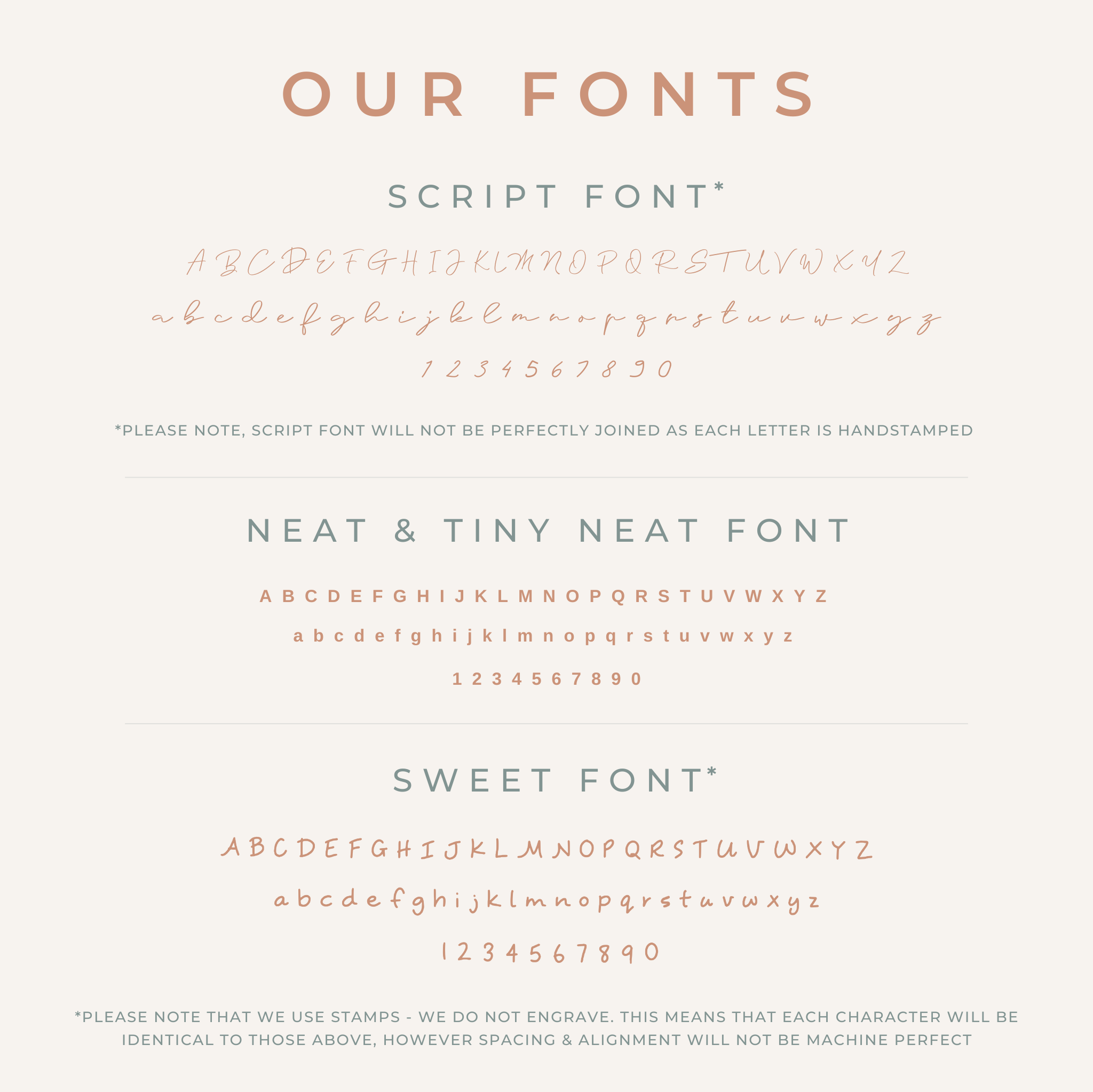 Personalised jewellery - KBN Jewellery - handmade jewellery – font selection – script font – tiny font – tiny neat font necklace – sweet font necklace
