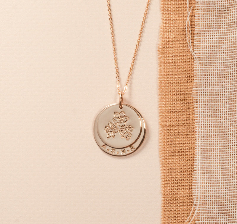 Personalised jewellery - KBN Jewellery - handmade jewellery – Personalised Jewellery gifts – Dainty jewellery- Dainty necklace – stacked necklace – kids name necklace – initial necklace – children’s name necklace – family necklace – kids birth flower necklace – birth flower and initial necklace