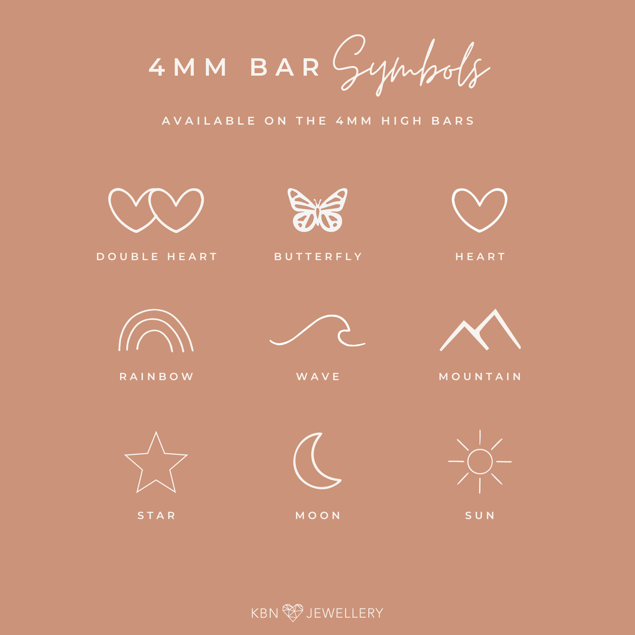 Personalised jewellery - KBN Jewellery - handmade jewellery – Personalised Jewellery gifts – Dainty jewellery- bar necklace – butterfly necklace - heart necklace - rainbow necklace - wave necklace - mountain necklace