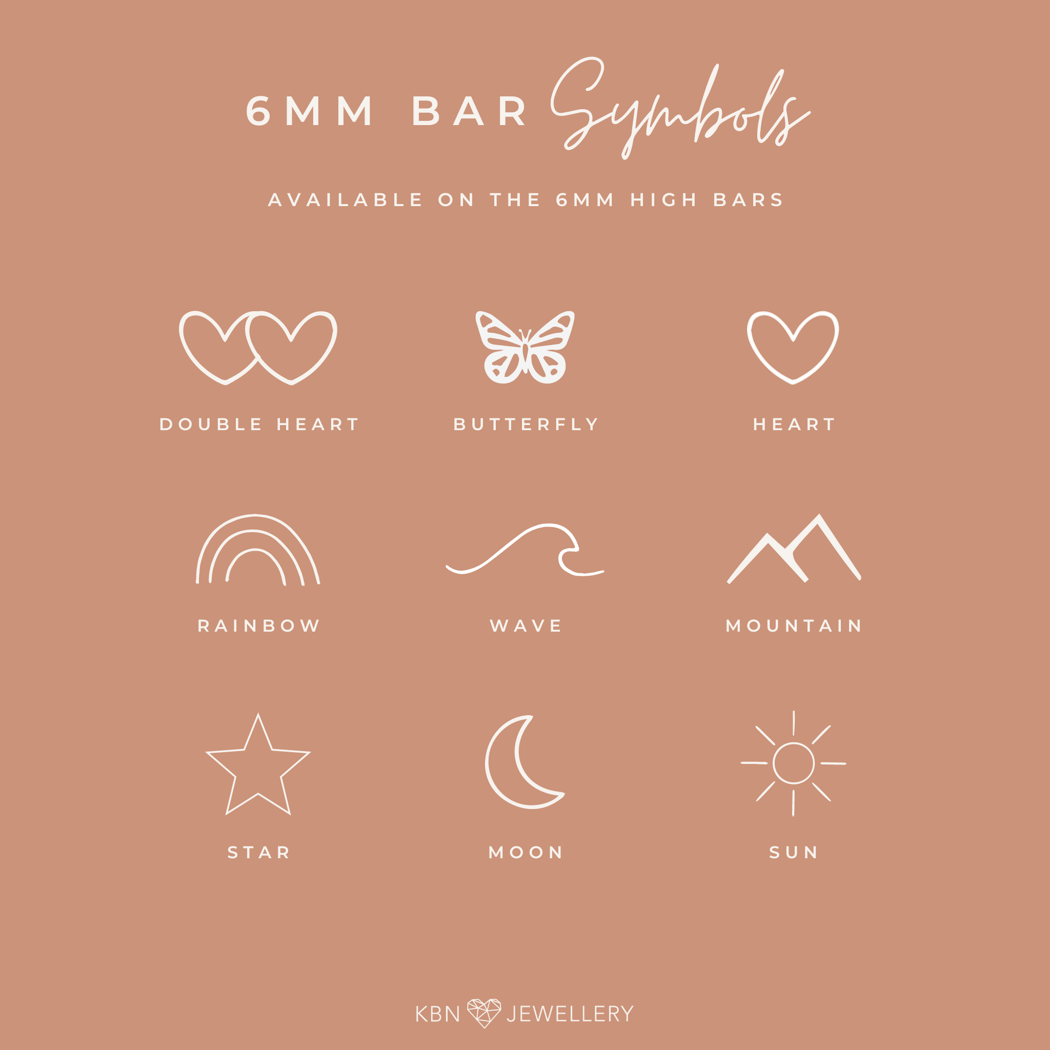 Personalised jewellery - KBN Jewellery - handmade jewellery – Personalised Jewellery gifts – Dainty jewellery- bar necklace – dainty bar necklace – personalised date necklace – roman numerals necklace – name bar necklace – words of affirmation necklace – heart necklace - butterfly symbol necklace - mountain necklace - beach bar necklace - moon necklace