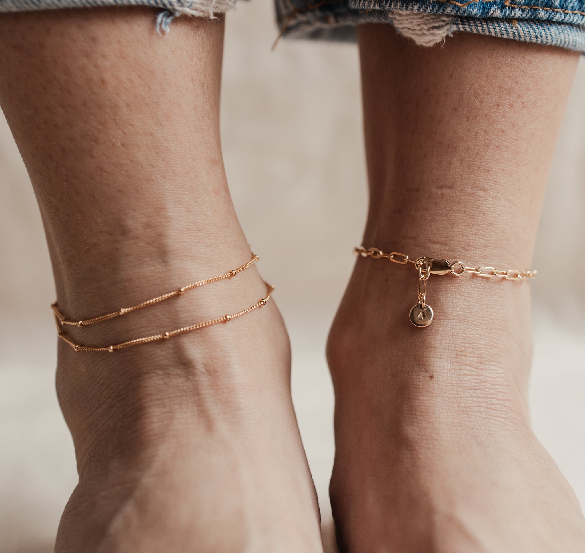 Personalised jewellery - KBN Jewellery - handmade jewellery – custom jewellery gifts – dainty anklet – stacking anklet – layering anklet – simple chain – affordable jewellery – Australian made jewellery – small pendant anklet – linked chain anklet