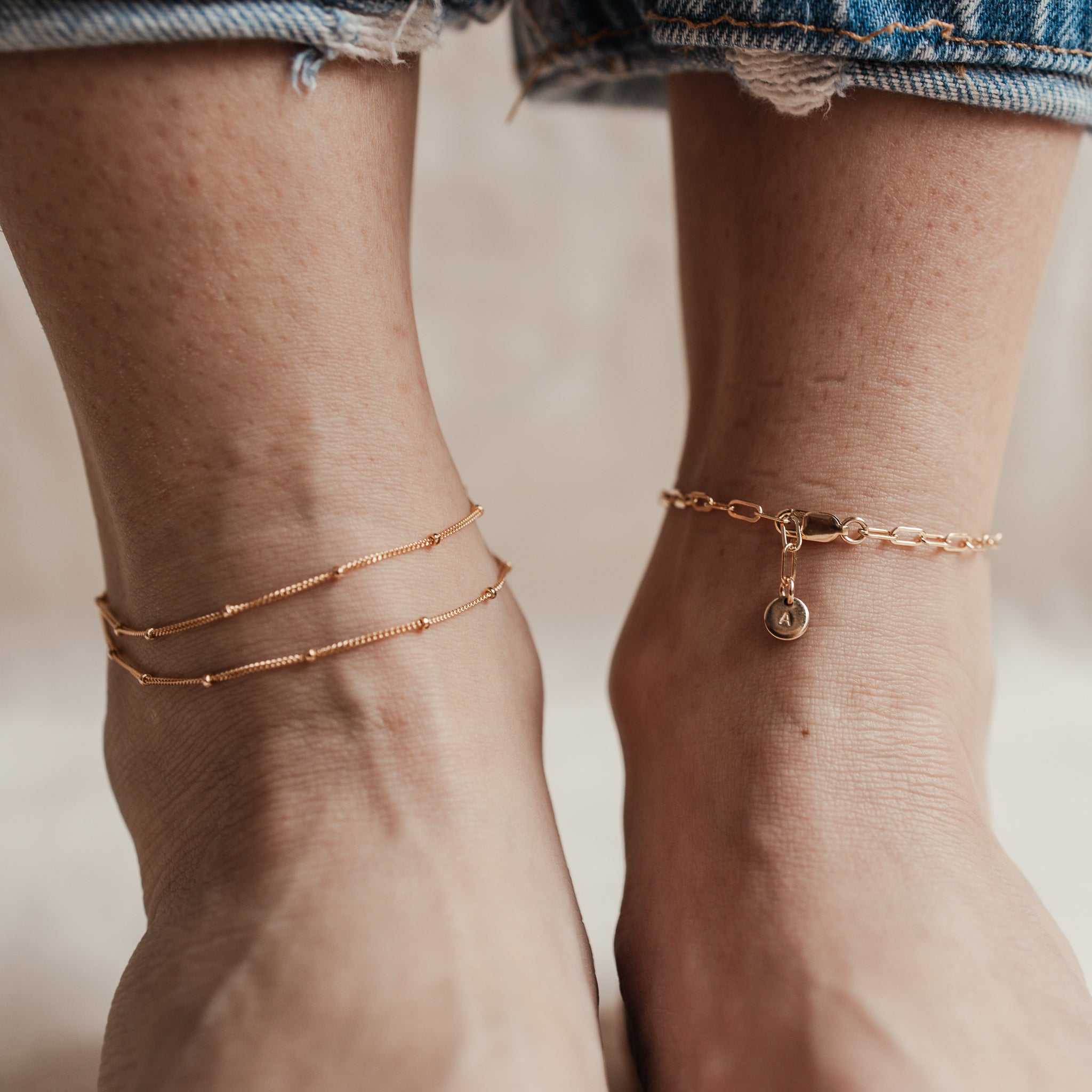 Personalised jewellery - KBN Jewellery - handmade jewellery – custom jewellery gifts –  dainty anklet – stacking anklet – layering anklet – simple chain – affordable jewellery – Australian made jewellery – small pendant anklet – linked chain anklet
