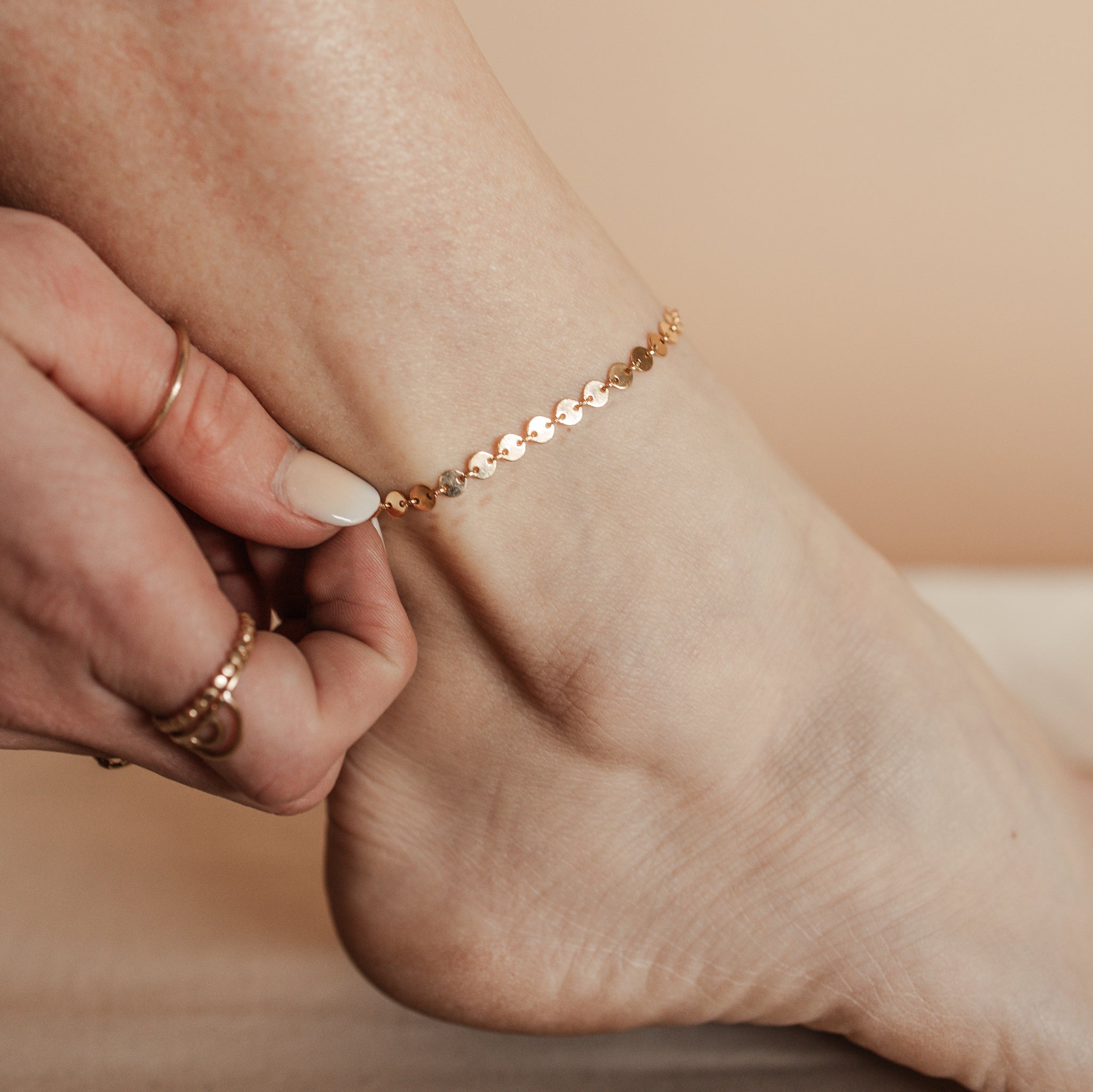 Personalised jewellery - KBN Jewellery - handmade jewellery – Personalised Jewellery gifts – Dainty jewellery- sparkly anklet – disc anklet – round chain anklet – stacking anklet – layering anklet