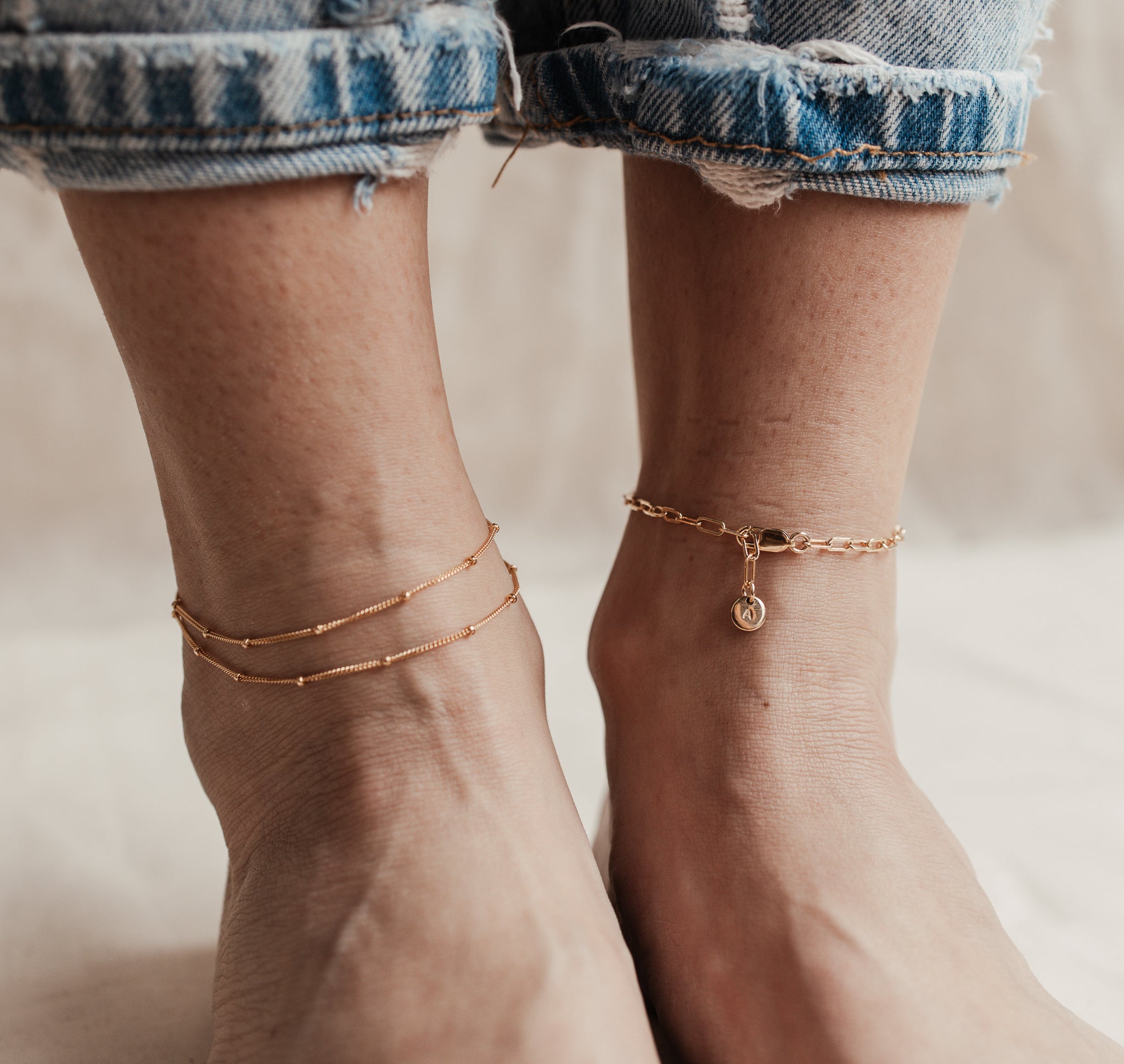 Personalised jewellery - KBN Jewellery - handmade jewellery – custom jewellery gifts – dainty anklet – stacking anklet – layering anklet – simple chain – affordable jewellery – Australian made jewellery – small pendant anklet – linked chain anklet