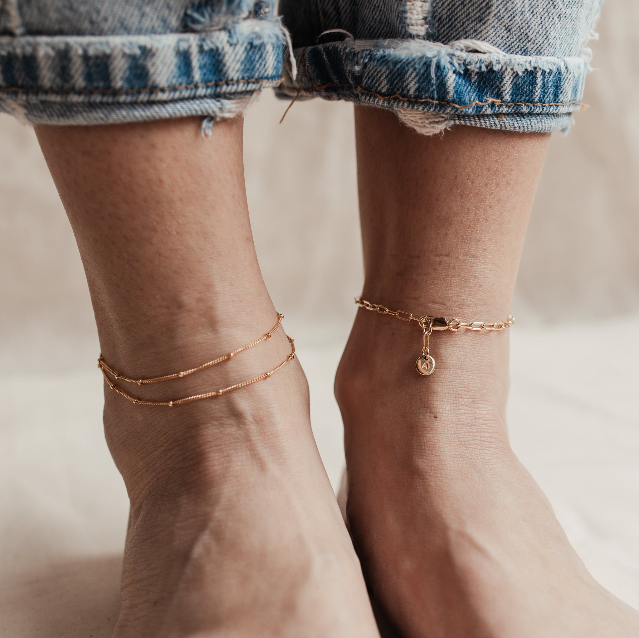 Personalised jewellery - KBN Jewellery - handmade jewellery – custom jewellery gifts – dainty anklet – stacking anklet – layering anklet – simple chain – affordable jewellery – Australian made jewellery – small pendant anklet – linked chain anklet