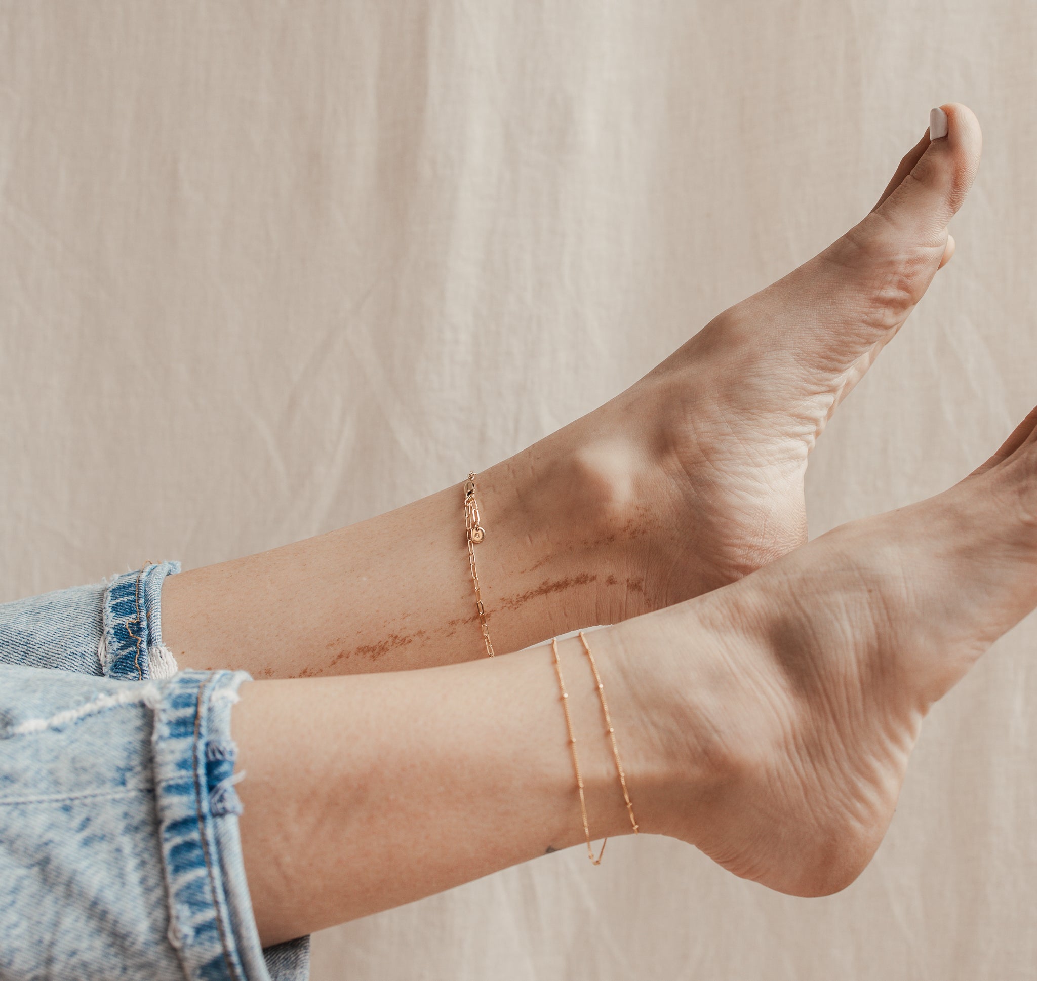 Personalised jewellery - KBN Jewellery - handmade jewellery – custom jewellery gifts – dainty anklet – stacking anklet – layering anklet – simple chain – affordable jewellery – Australian made jewellery – small pendant anklet – linked chain anklet