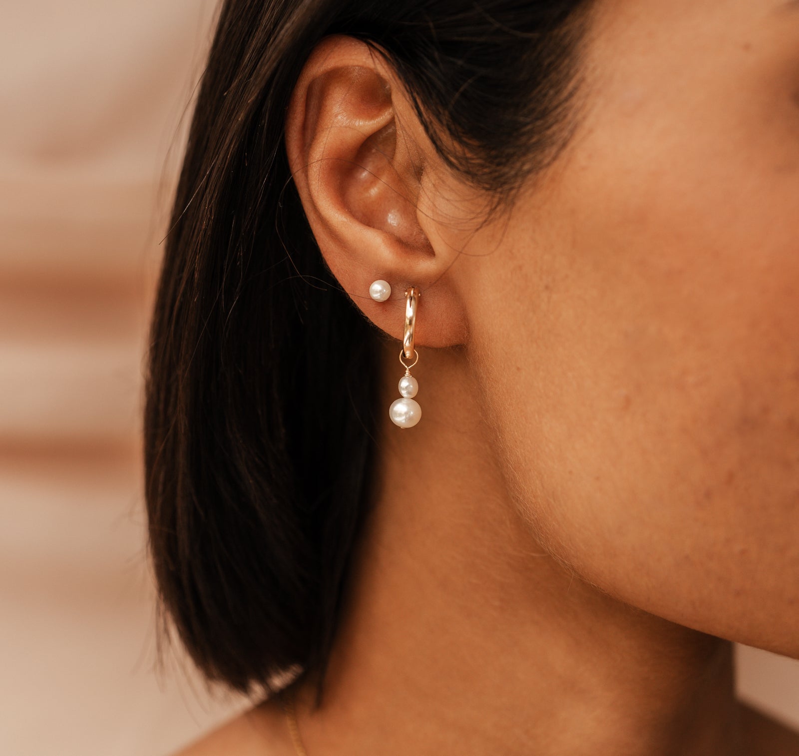 Personalised jewellery – handmade jewellery – KBN jewellery – dainty hoops – pearl earrings – pearl hoop earrings – stacked pearl earrings
