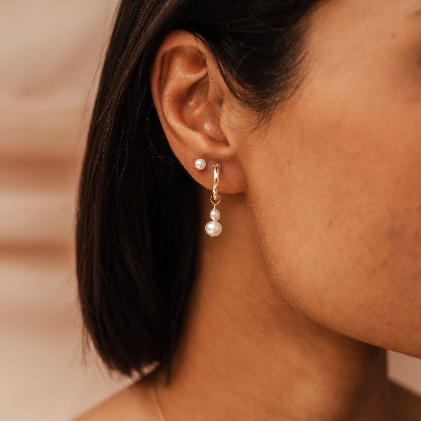 Personalised jewellery – handmade jewellery – KBN jewellery – dainty hoops – pearl earrings – pearl hoop earrings – stacked pearl earrings