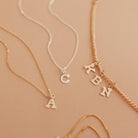 thin necklace letters initials delicate chain dainty goldfill sterling silver - Personalised jewellery – handmade jewellery – KBN jewellery – Australian made jewellery – initial necklace – single letter necklace – children’s initial necklace