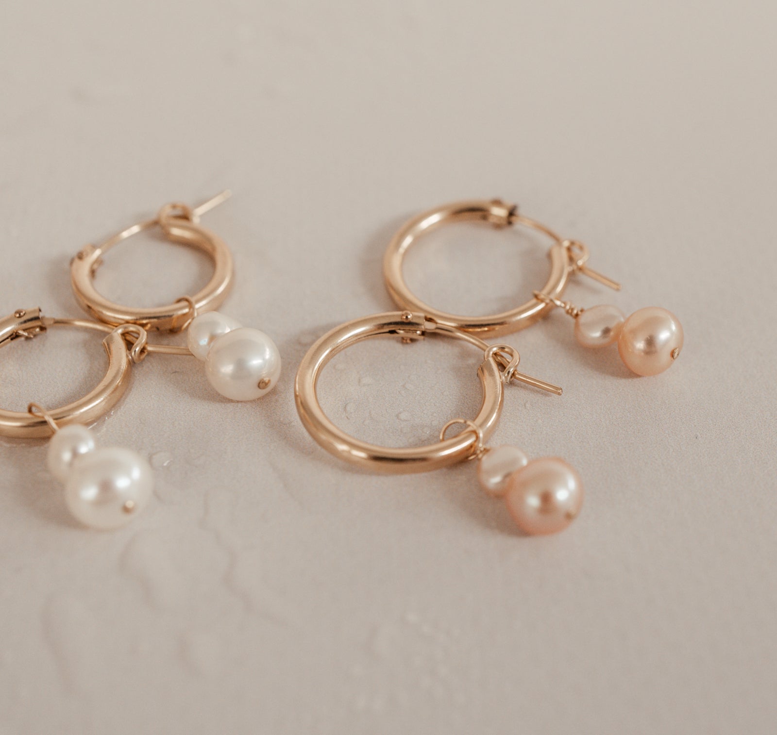 Personalised jewellery – handmade jewellery – KBN jewellery – dainty hoops – pearl earrings – pearl hoop earrings – stacked pearl earrings