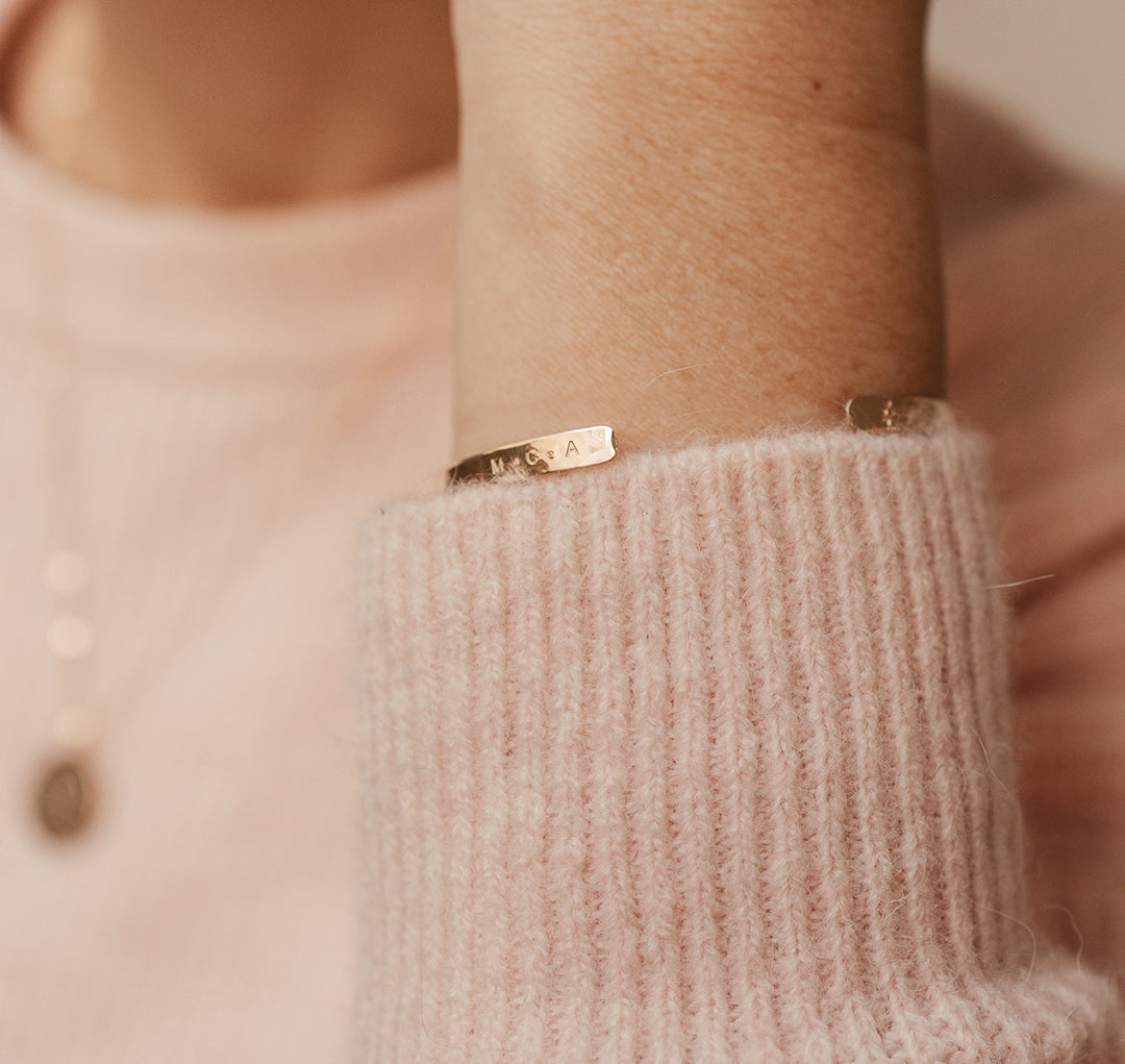 Personalised jewellery - KBN Jewellery - handmade jewellery – Personalised Jewellery gifts – Dainty jewellery – dainty bracelet – handmade cuff – handmade bangle – wrist cuff – handmade cuff bracelet – personalised cuff bracelet – symbol and initial cuff bracelet