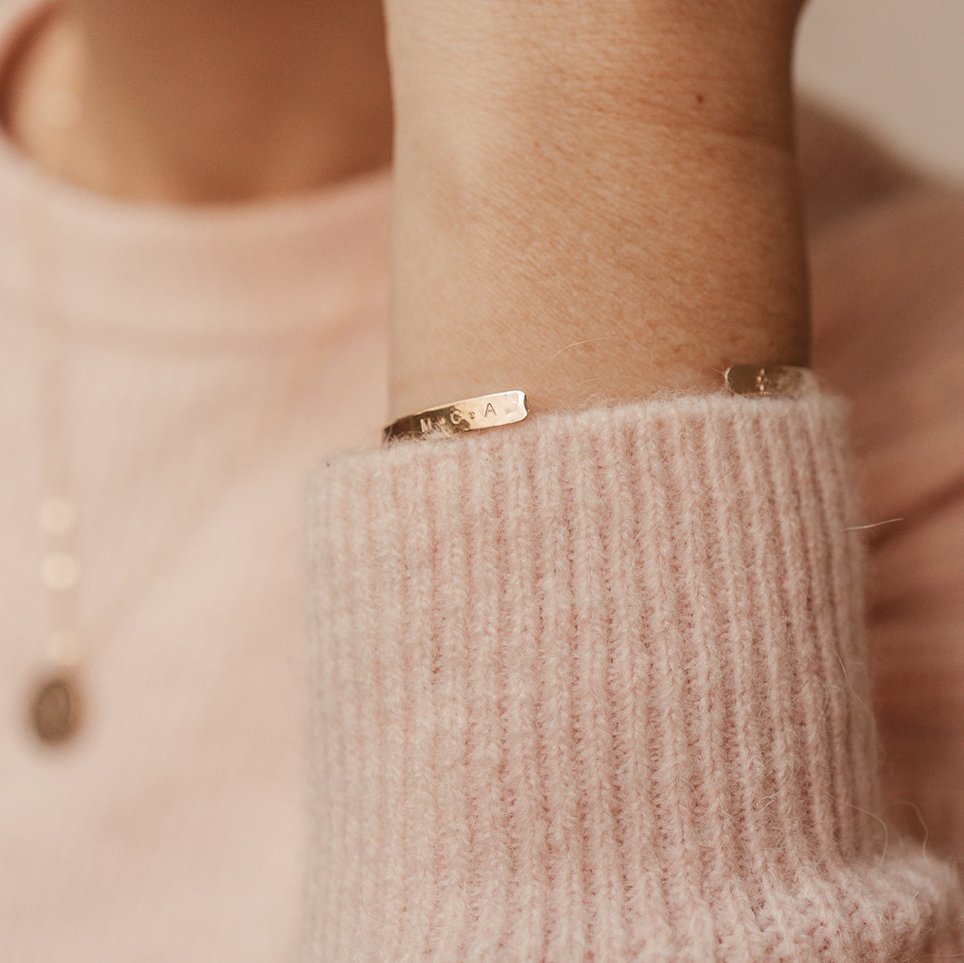 Personalised jewellery - KBN Jewellery - handmade jewellery – Personalised Jewellery gifts – Dainty jewellery – dainty bracelet – handmade cuff – handmade bangle – wrist cuff – handmade cuff bracelet – personalised cuff bracelet – symbol and initial cuff bracelet
