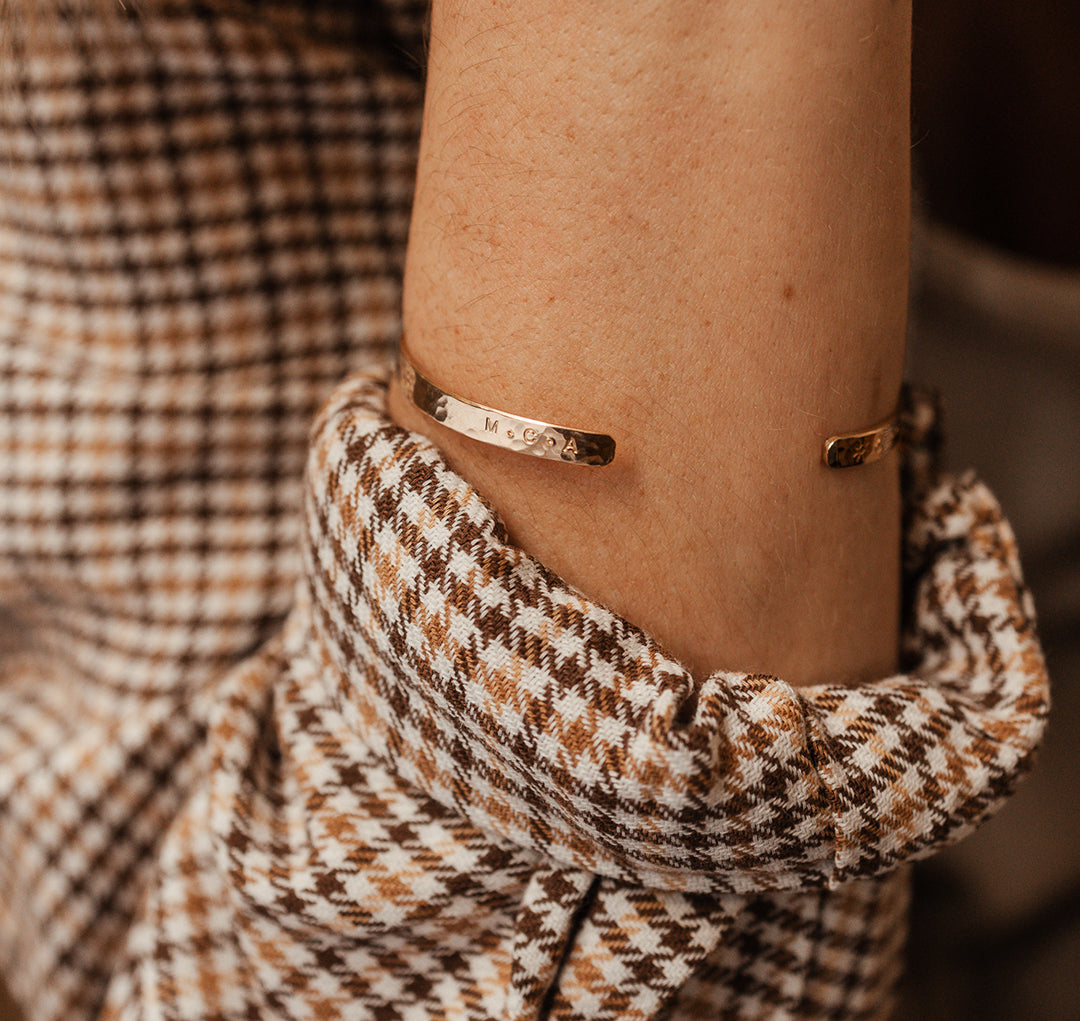 Personalised jewellery - KBN Jewellery - handmade jewellery – Personalised Jewellery gifts – Dainty jewellery – dainty bracelet – handmade cuff – handmade bangle – wrist cuff – handmade cuff bracelet – personalised cuff bracelet – symbol and initial cuff bracelet