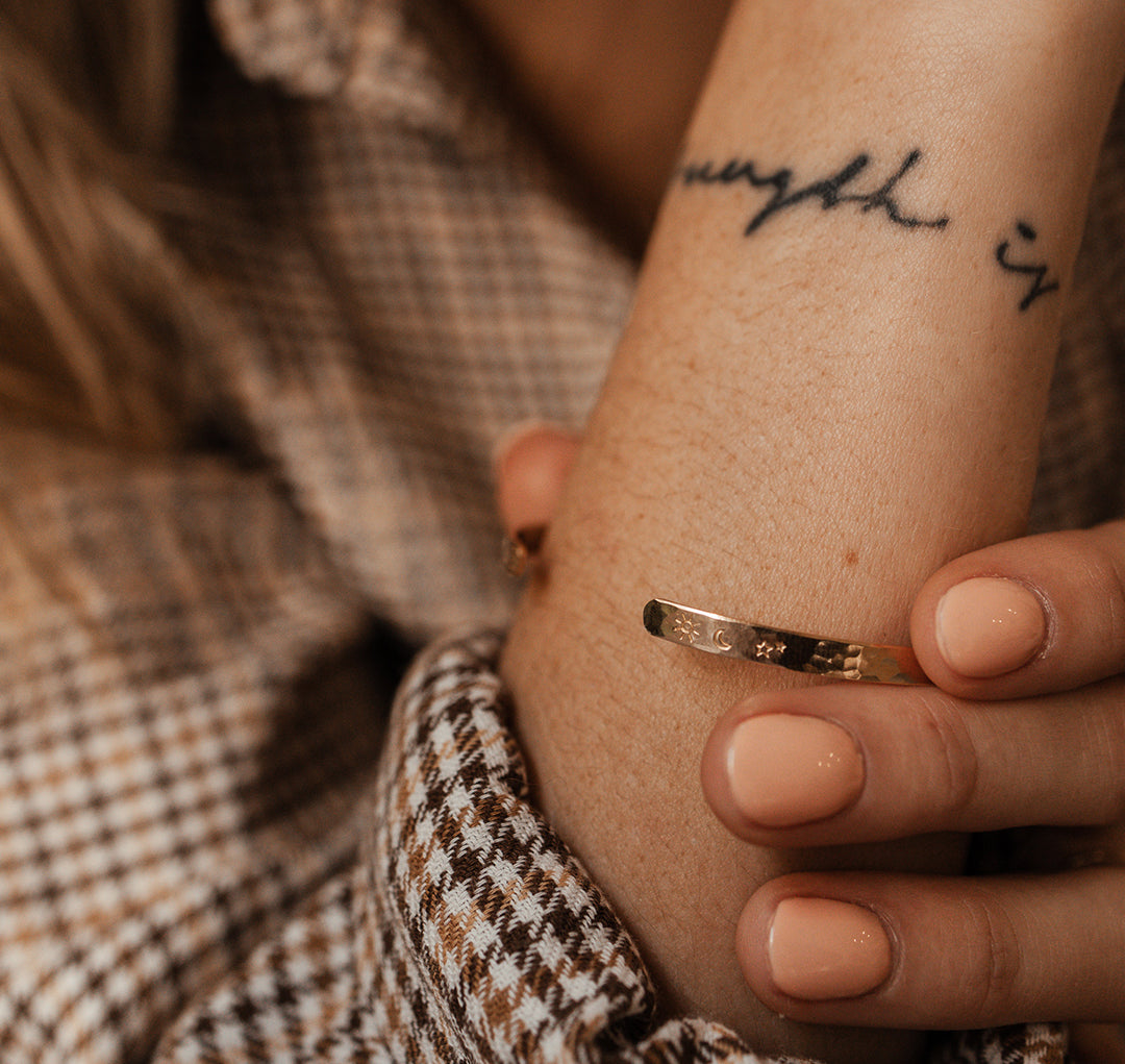 Personalised jewellery - KBN Jewellery - handmade jewellery – Personalised Jewellery gifts – Dainty jewellery – dainty bracelet – handmade cuff – handmade bangle – wrist cuff – handmade cuff bracelet – personalised cuff bracelet – symbol and initial cuff bracelet