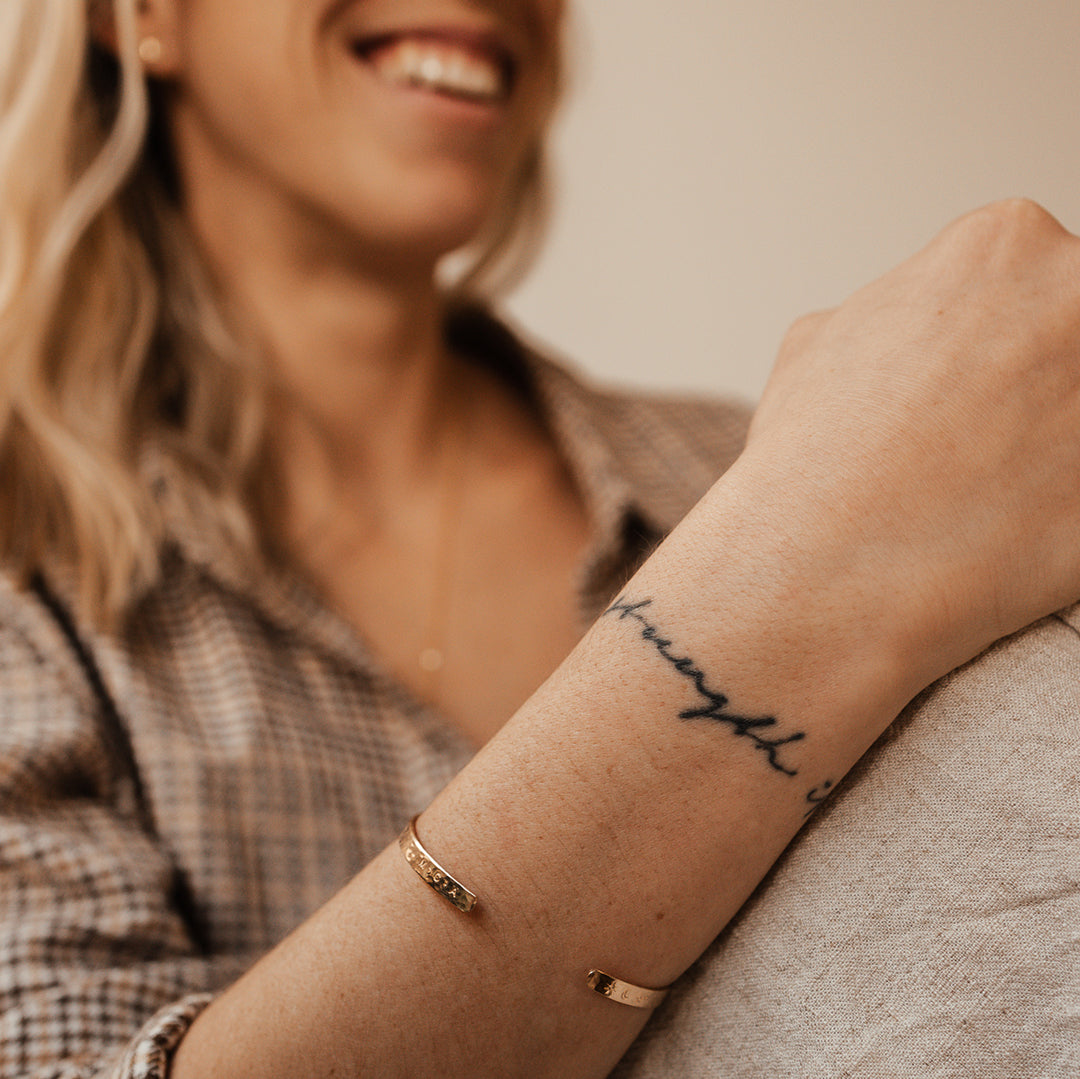Personalised jewellery - KBN Jewellery - handmade jewellery – Personalised Jewellery gifts – Dainty jewellery – dainty bracelet – handmade cuff – handmade bangle – wrist cuff – handmade cuff bracelet – personalised cuff bracelet – symbol and initial cuff bracelet