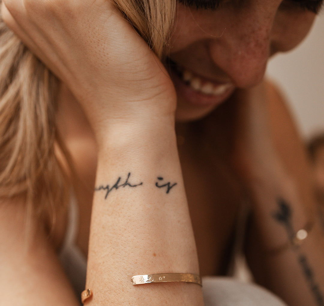 Personalised jewellery - KBN Jewellery - handmade jewellery – Personalised Jewellery gifts – Dainty jewellery – dainty bracelet – handmade cuff – handmade bangle – wrist cuff – handmade cuff bracelet – personalised cuff bracelet – symbol and initial cuff bracelet