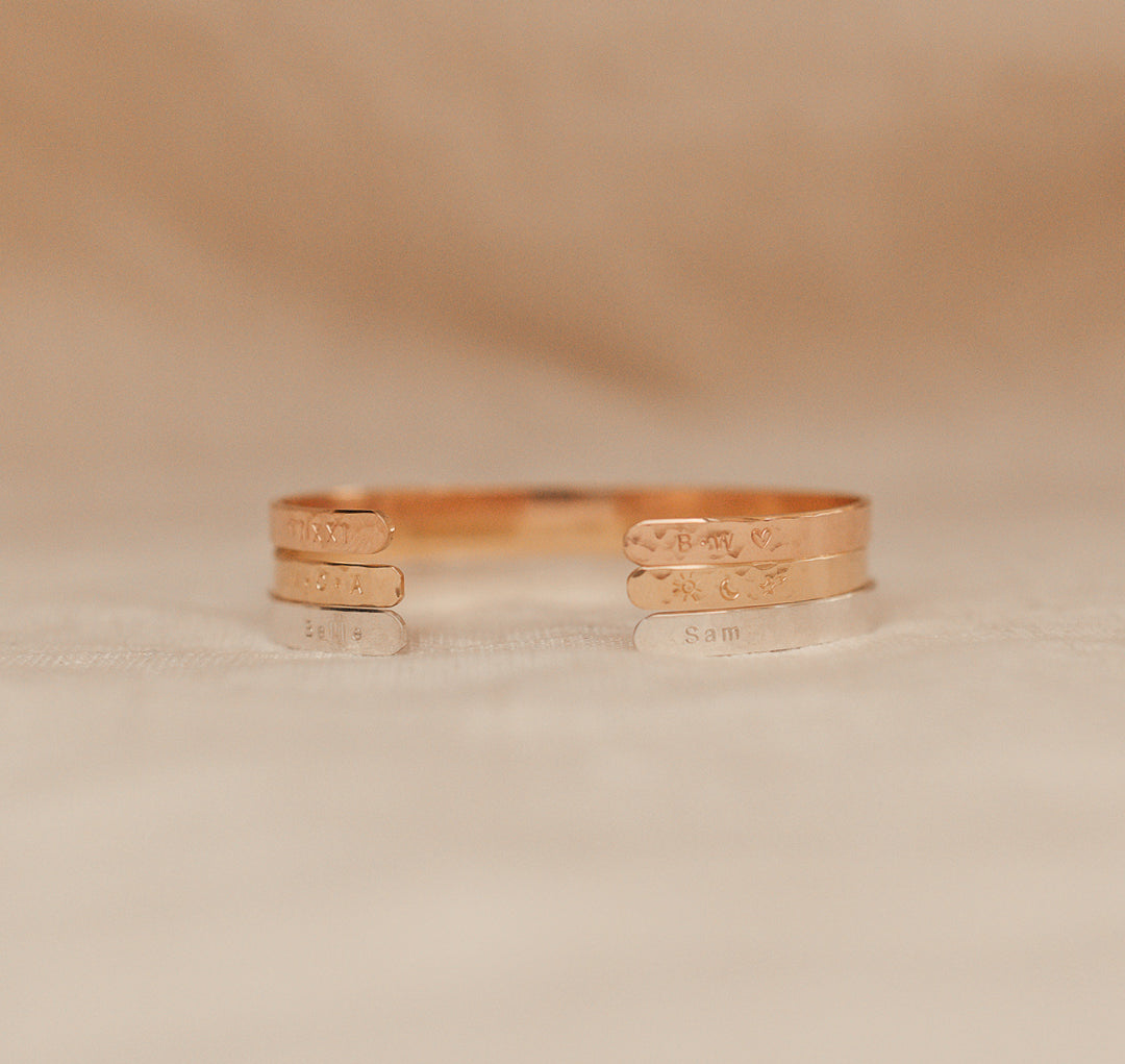 Personalised jewellery - KBN Jewellery - handmade jewellery – Personalised Jewellery gifts – Dainty jewellery – dainty bracelet – handmade cuff – handmade bangle – wrist cuff – handmade cuff bracelet – personalised cuff bracelet – symbol and initial cuff bracelet