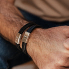 Personalised men’s leather bracelet – Men’s bracelet  – KBN Jewellery – men’s personalised bracelet – leather bracelet personalised – brown leather bracelet – black bracelet  – handmade bracelet – initial men’s bracelet  - personalised gift for Dad – personalised gift for boyfriend – personalised men’s gift – personalised leather bracelet