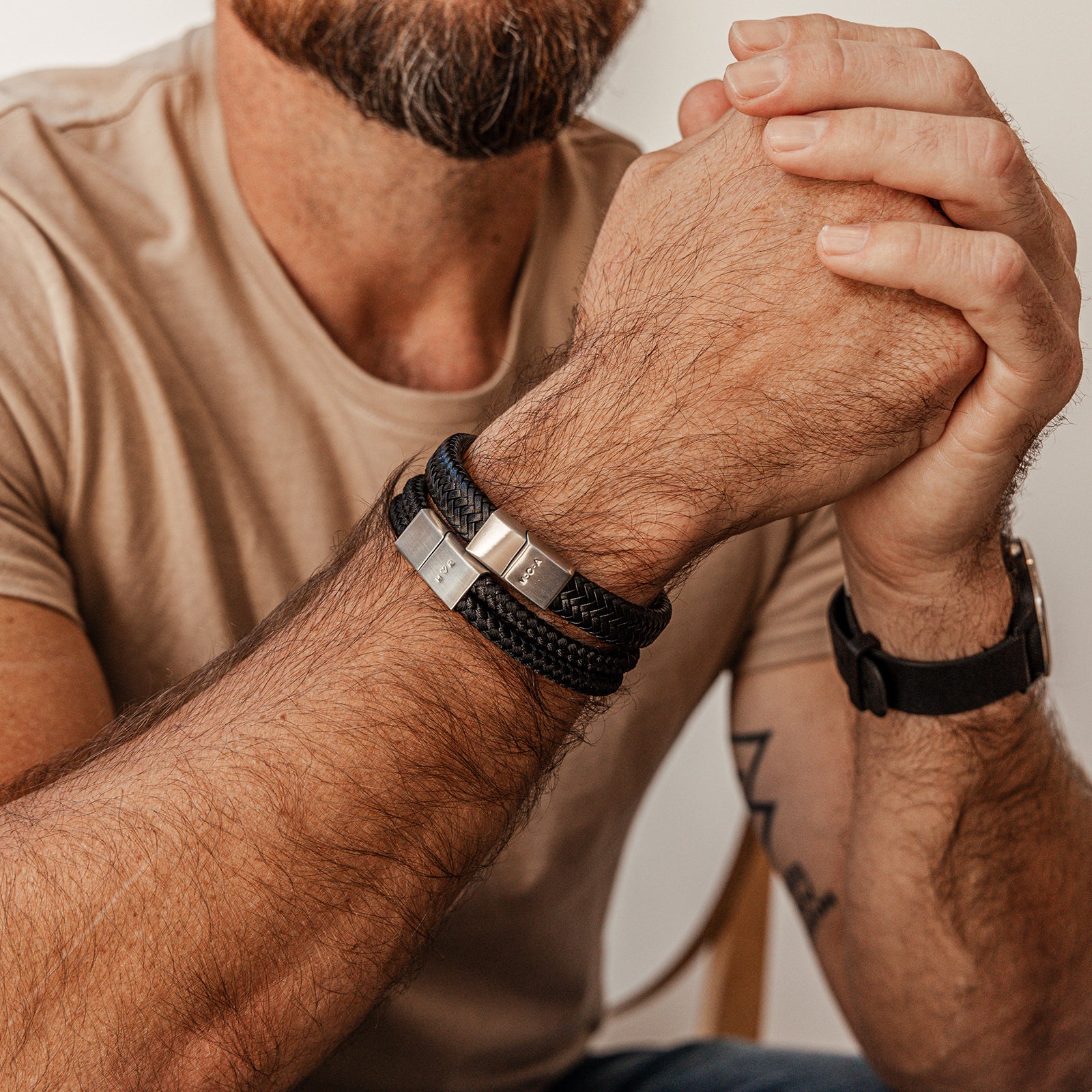 Personalised men’s cord bracelet – Men’s bracelet – KBN Jewellery – men’s personalised bracelet – cord bracelet personalised – brown cord bracelet – black bracelet – handmade bracelet – initial men’s bracelet - personalised gift for Dad – personalised gift for boyfriend – personalised men’s gift – personalised cord bracelet