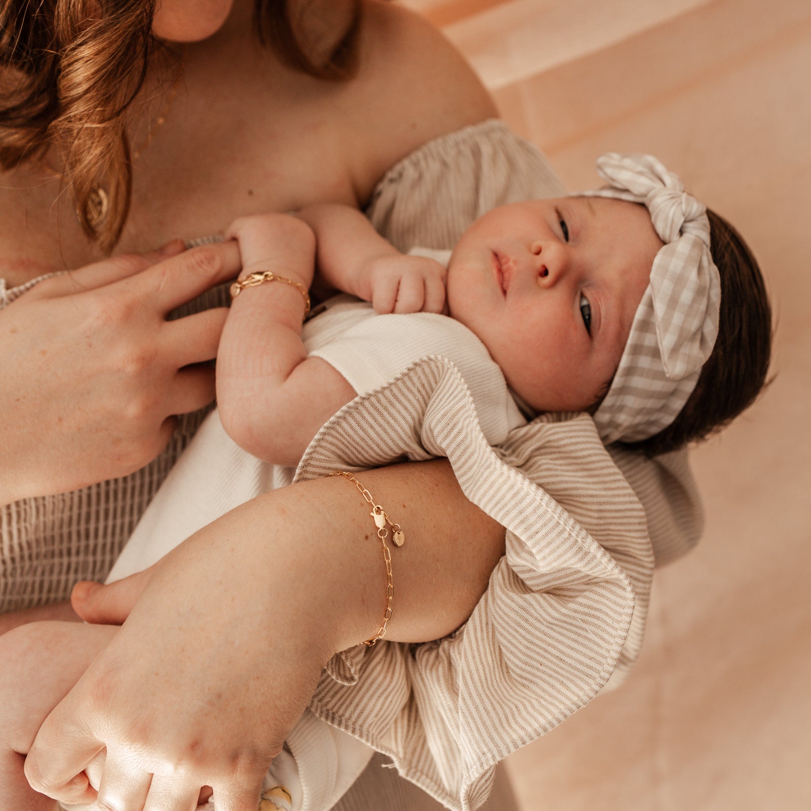 Personalised jewellery – handmade jewellery – KBN jewellery – Australian made jewellery – matching jewellery – matching mum and child bracelet – perfect gift for new mum – sentimental gift – newborn gift idea – new mum gift – matching jewellery – tiny pendant bracelet – linked chain bracelets