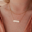 Personalised jewellery - KBN Jewellery - handmade jewellery – Personalised Jewellery gifts – Dainty jewellery- bar necklace – dainty bar necklace – personalised date necklace – roman numerals necklace – name bar necklace – words of affirmation necklace – short bar necklace – layering necklace – layering necklace inspiration – wedding gift idea – wedding gift idea for bride  - long pendant necklace – small bar necklace