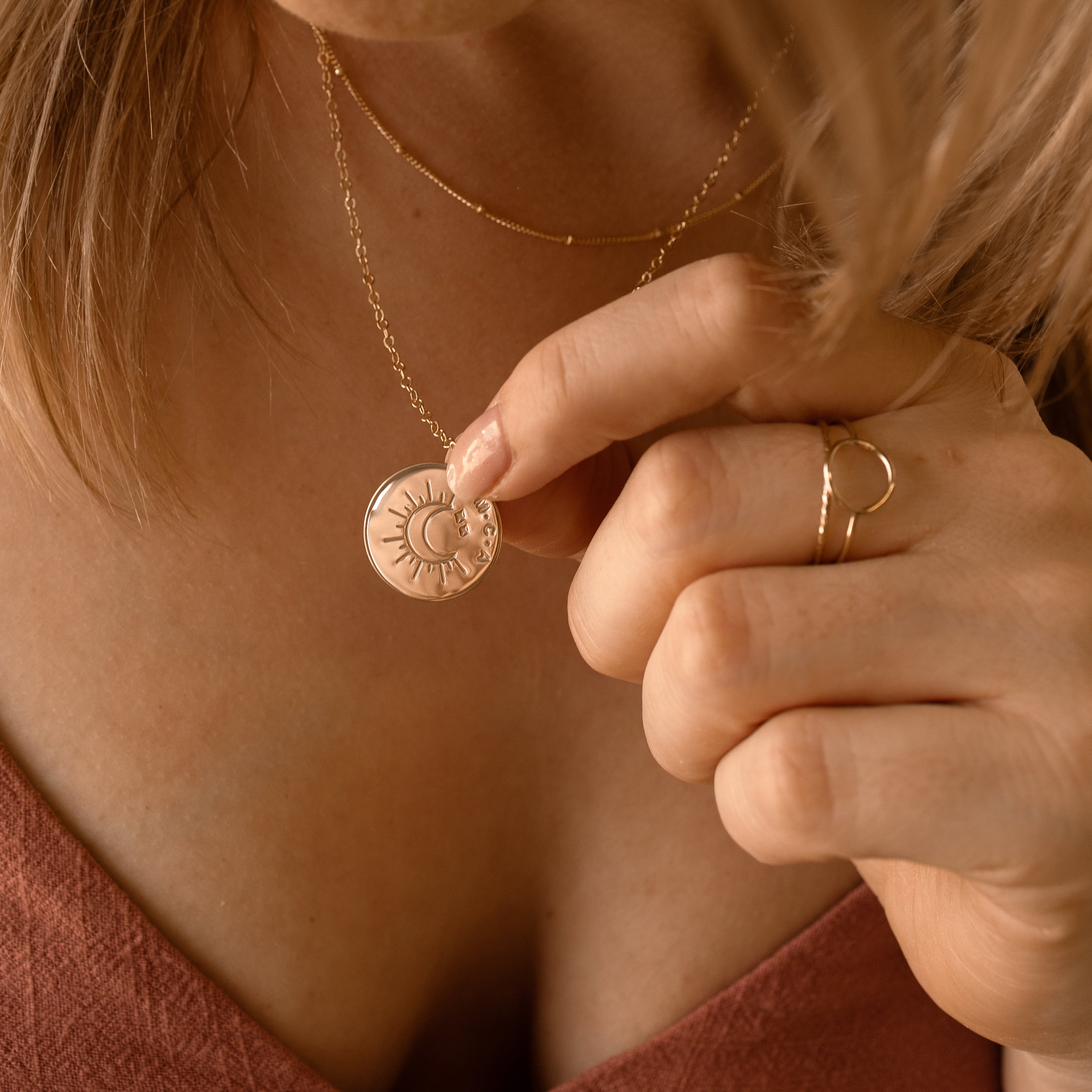 Personalised jewellery - KBN Jewellery - handmade jewellery – custom jewellery gifts – dainty necklace – Australian made – Moon necklace – sun moon and stars necklace – personalised necklace – initial necklace
