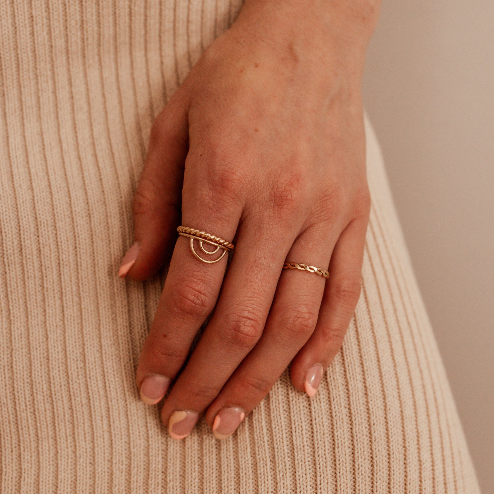 Personalised jewellery - KBN Jewellery - handmade jewellery – Personalised Jewellery gifts – Dainty jewellery-double arched ring – stacking ring – rainbow arch ring – nova ring – everyday wear ring – everyday ring – simple ring – dainty ring – dainty ring stack
