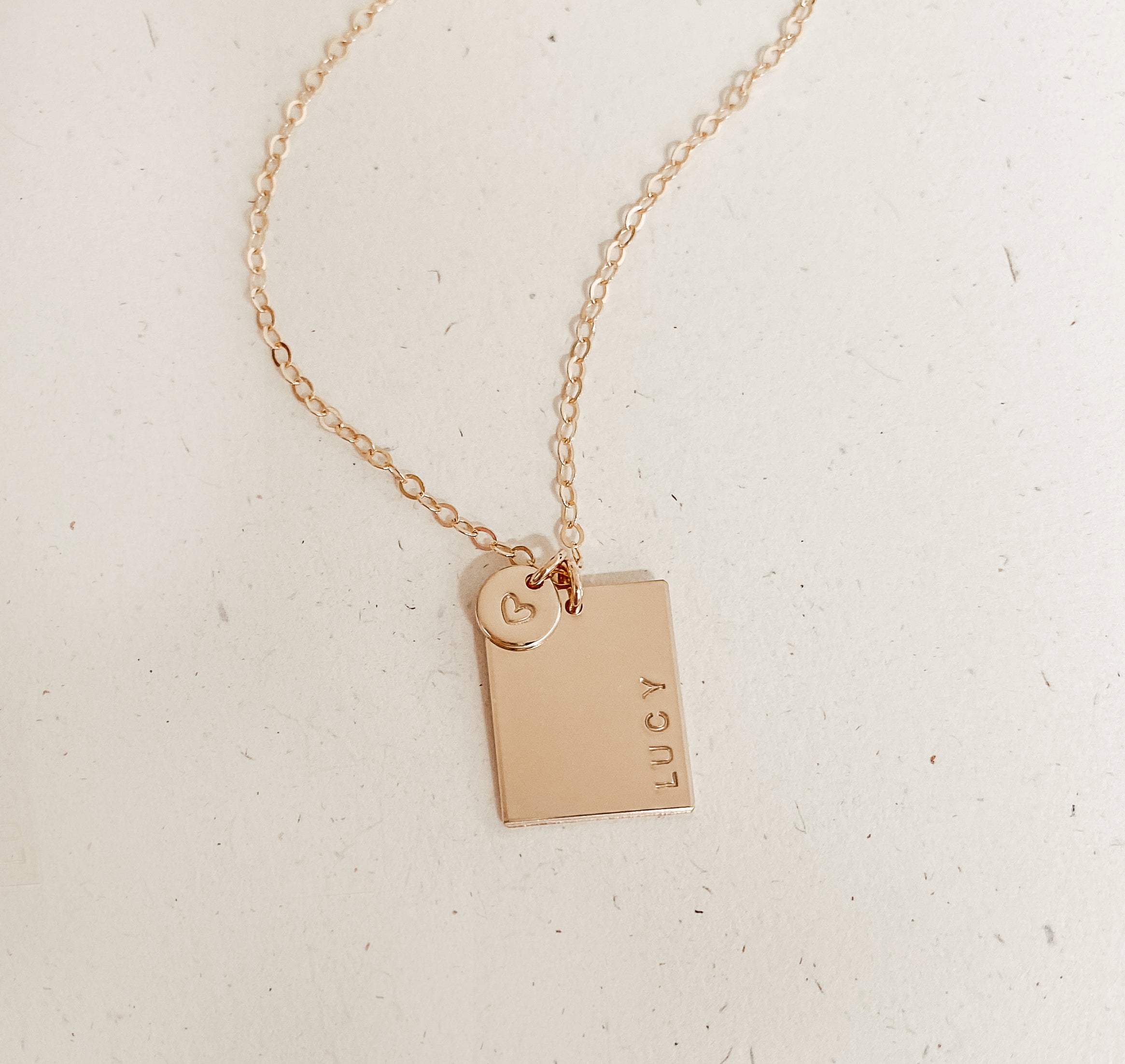 Personalised jewellery - KBN Jewellery - handmade jewellery – Personalised Jewellery gifts – Australian Made – rectangle pendant necklace – initial rectangle necklace – date necklace – rectangle and tiny pendant necklace