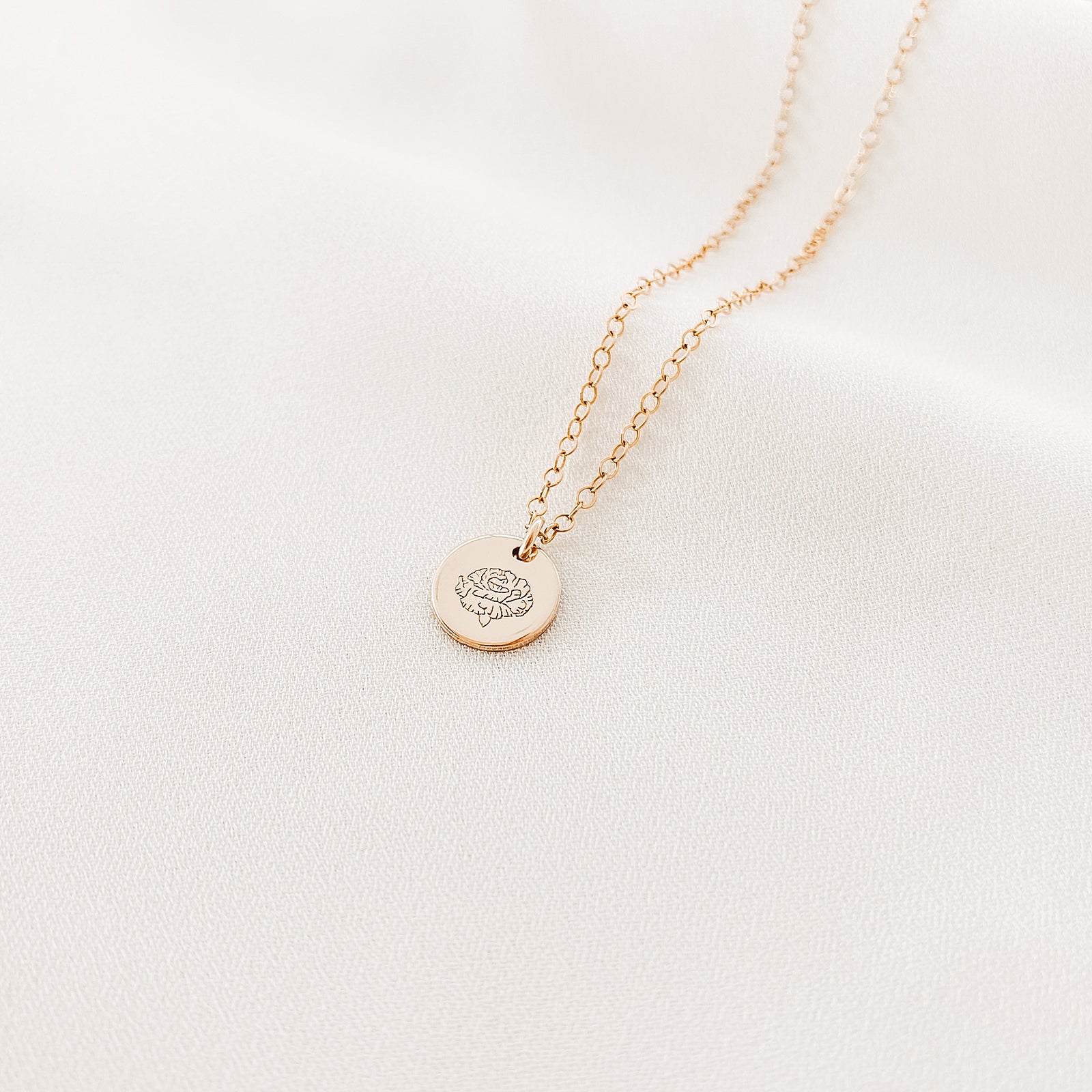 Personalised jewellery – handmade jewellery – KBN jewellery – Australian made jewellery – initial necklace – birth flower necklace – single pendant necklace with flower – birth flower necklace custom – custom birth month necklace – January flower necklace – admiration necklace