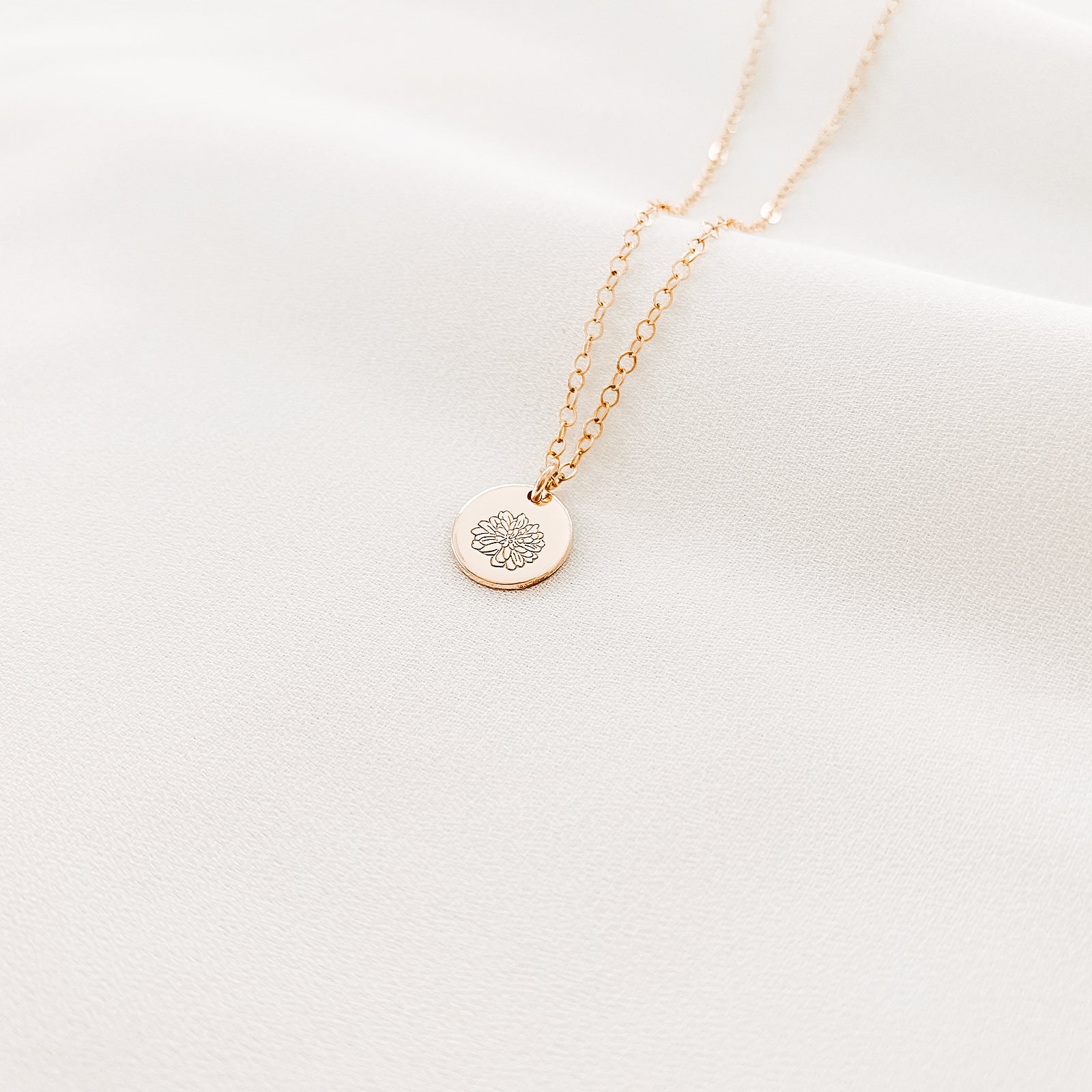 Personalised jewellery - KBN Jewellery - handmade jewellery – custom jewellery gifts – dainty necklace – medium pendant necklace – November  Birth flower necklace – birthday necklace – Chrysanthemum birthday gift – dainty jewellery – birth flower and initial necklace – everyday jewellery – Chrysanthemum flower necklace – November necklace – Loyalty flower necklace