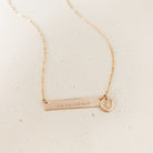 Personalised jewellery - KBN Jewellery - handmade jewellery – Personalised Jewellery gifts – Dainty jewellery- bar necklace – dainty bar necklace – personalised date necklace – roman numerals necklace – name bar necklace – words of affirmation necklace – long bar necklace – layering necklace – layering necklace inspiration – wedding gift idea – wedding gift idea for bride  - long pendant necklace with additional small pendant – unique necklace – personalised bar necklace