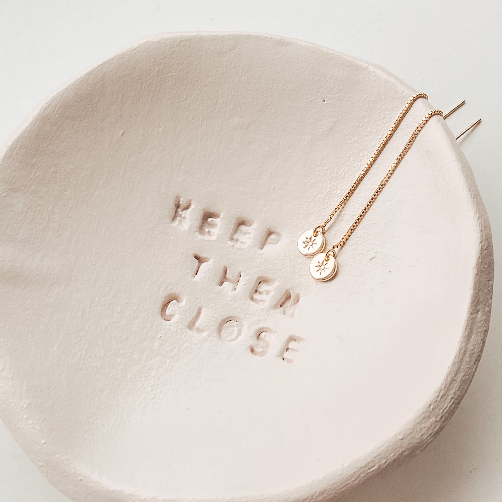 Personalised jewellery - KBN Jewellery - handmade jewellery – Personalised Jewellery gifts – Australian Made – thread through pendant earrings – tiny pendant earrings – handmade thread through earrings – personalised thread through earrings – initial earrings