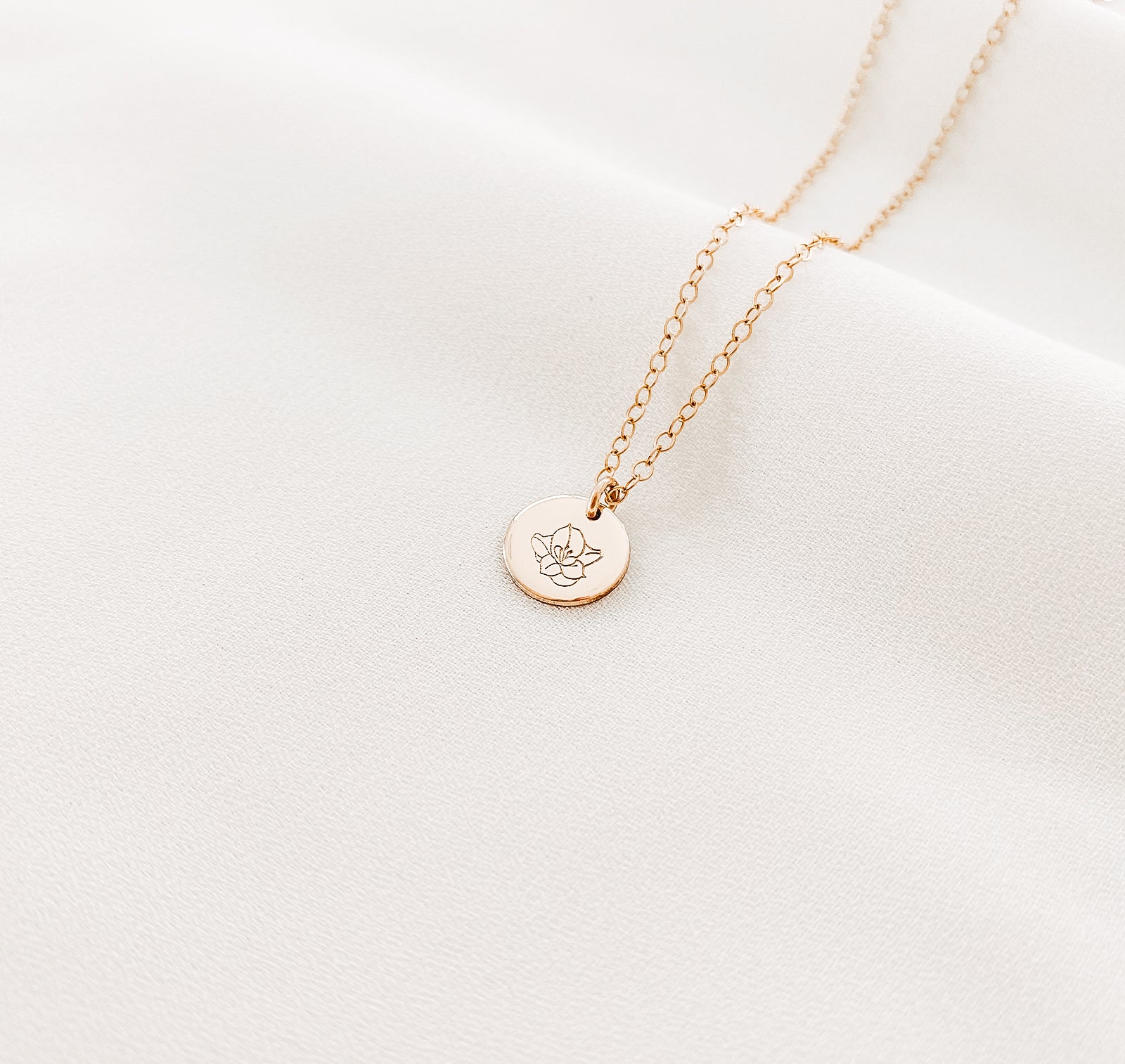 Personalised jewellery - KBN Jewellery - handmade jewellery – custom jewellery gifts – dainty necklace – medium pendant necklace – August Birth flower necklace – birthday necklace – August birthday gift – dainty jewellery – birth flower and initial necklace – everyday jewellery – Gladiolus flower necklace – Gladiolus necklace – strength flower necklace