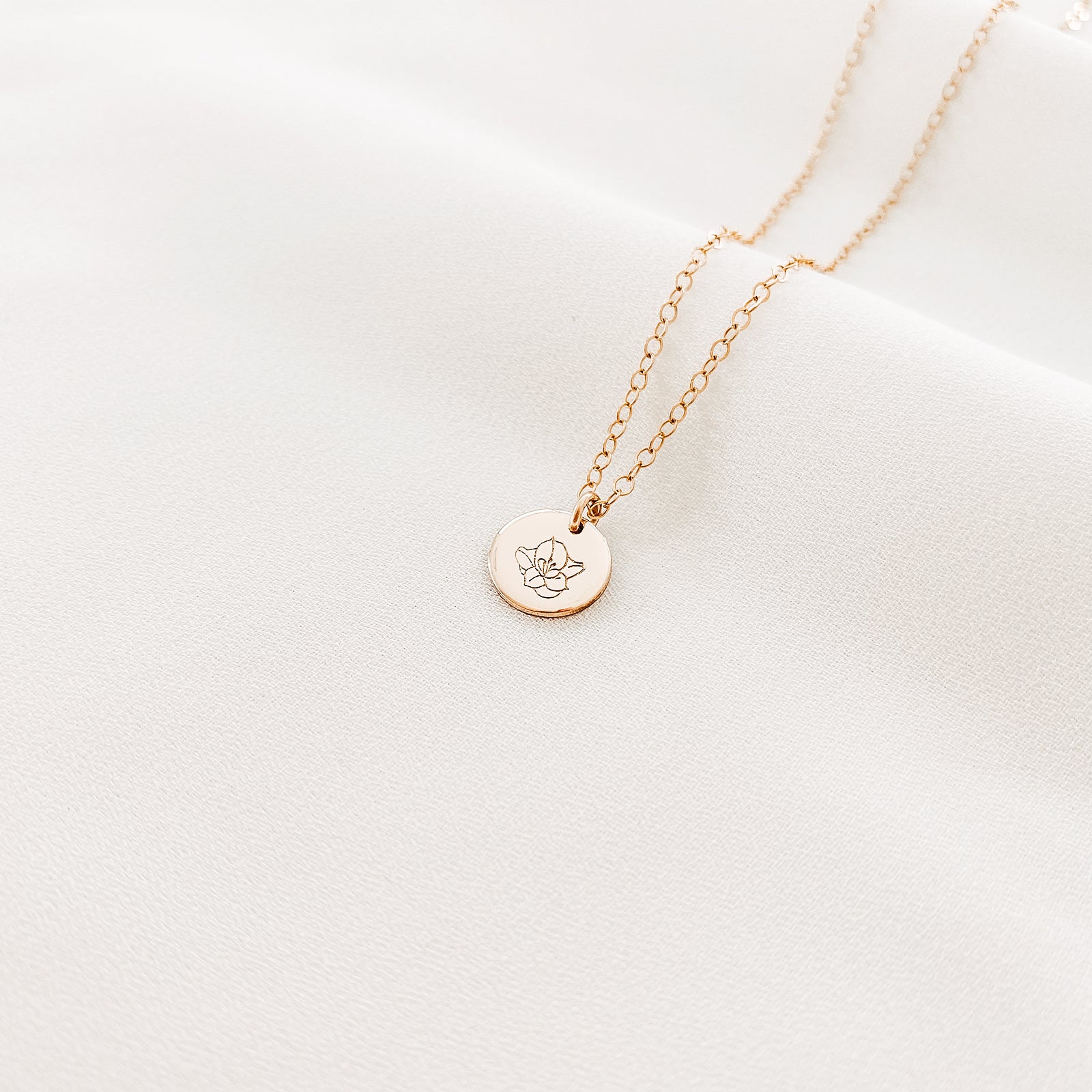 Personalised jewellery - KBN Jewellery - handmade jewellery – custom jewellery gifts – dainty necklace – medium pendant necklace – August Birth flower necklace – birthday necklace – August  birthday gift – dainty jewellery – birth flower and initial necklace – everyday jewellery – Gladiolus flower necklace – Gladiolus necklace – strength flower necklace