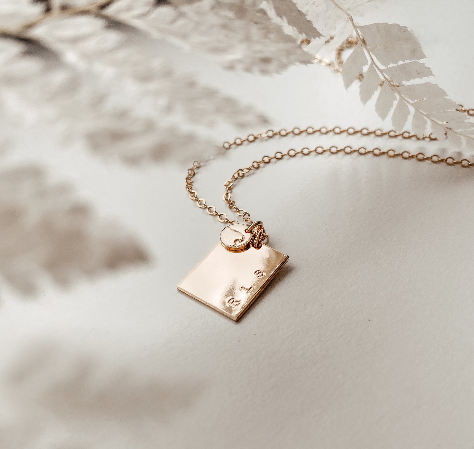 Personalised jewellery - KBN Jewellery - handmade jewellery – Personalised Jewellery gifts – Australian Made – rectangle pendant necklace – initial rectangle necklace – date necklace – rectangle and tiny pendant necklace