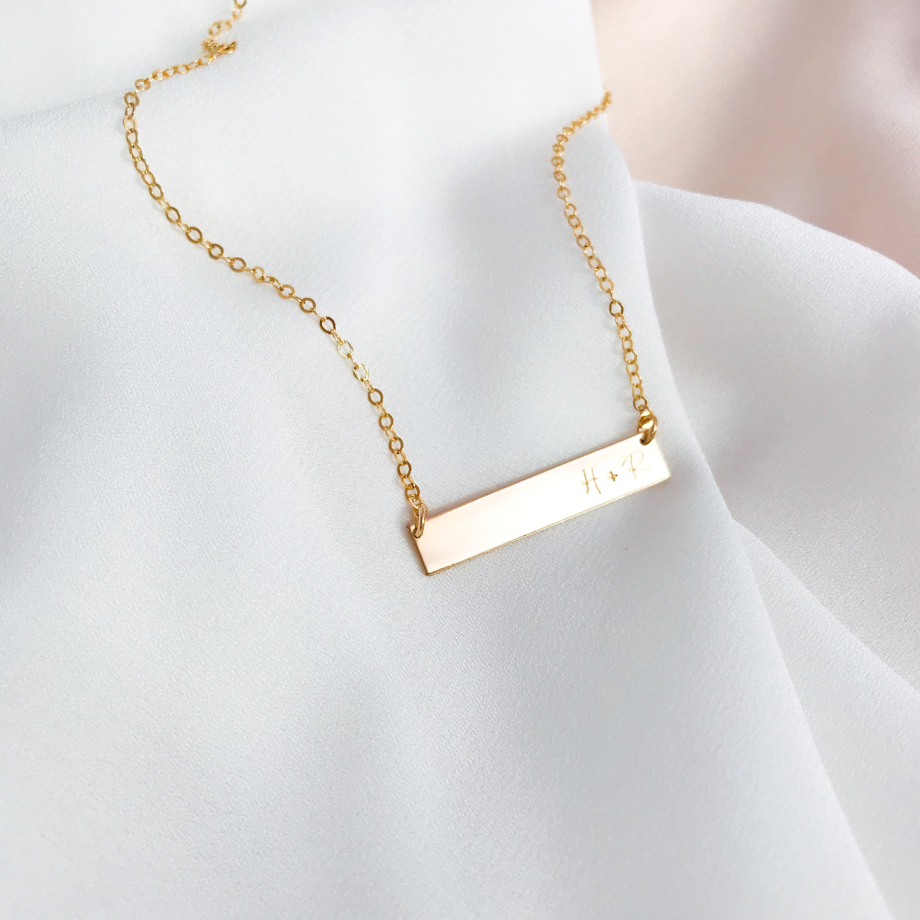 Personalised jewellery - KBN Jewellery - handmade jewellery – Personalised Jewellery gifts – Dainty jewellery- bar necklace – dainty bar necklace – personalised date necklace – roman numerals necklace – name bar necklace – words of affirmation necklace – short bar necklace – layering necklace – layering necklace inspiration – wedding gift idea – wedding gift idea for bride  - long pendant necklace – small bar necklace