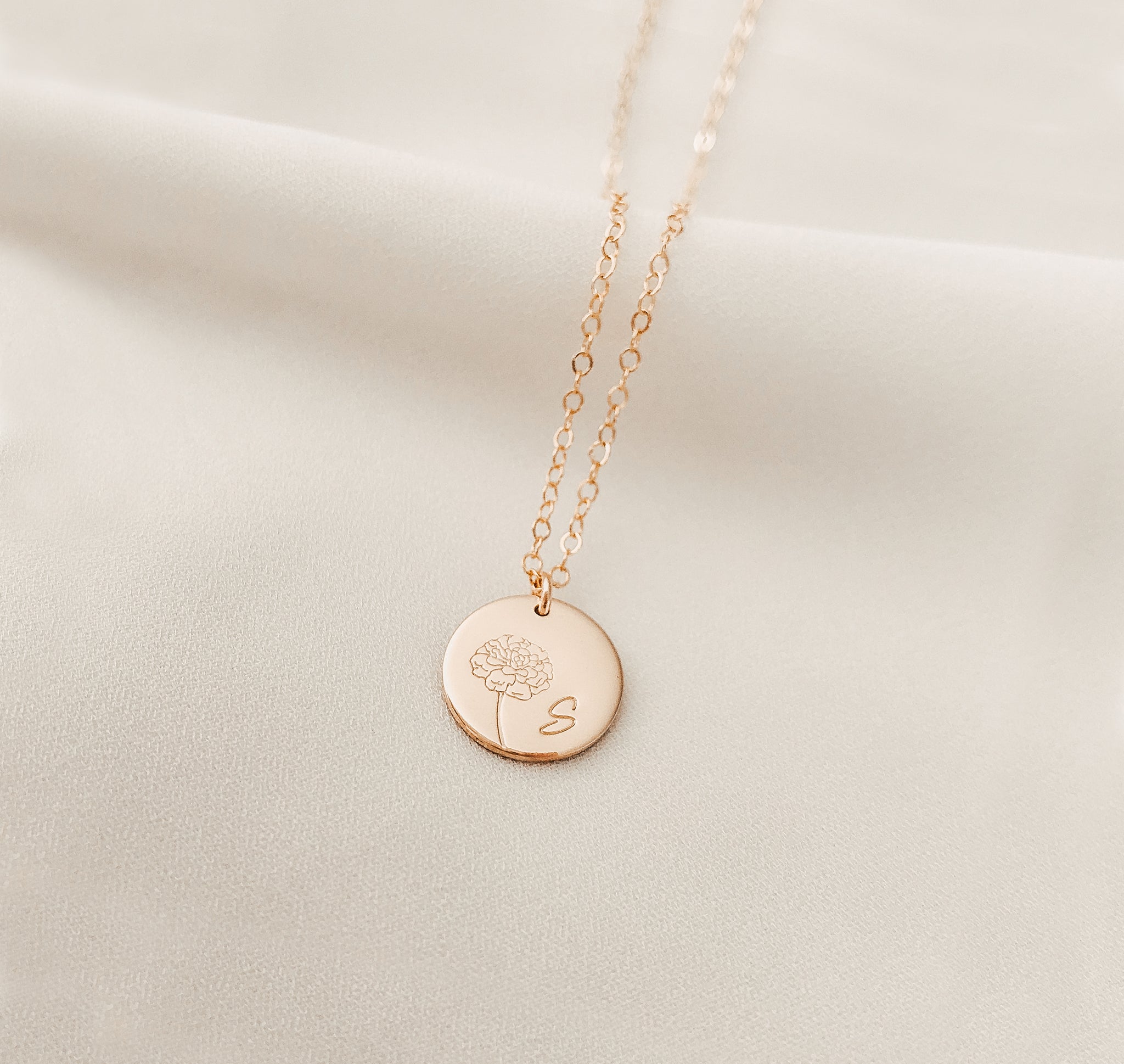 Personalised jewellery - KBN Jewellery - handmade jewellery – Personalised Jewellery gifts – Dainty jewellery - Dainty bracelet – flower stamped bracelet – family flowers – kids birth flowers – birth flower bracelet – personalised flower stamped necklace - floral stamped necklace – meaningful jewellery gift – October birth flower necklace – October birth flower necklace with intial – October gift ideas
