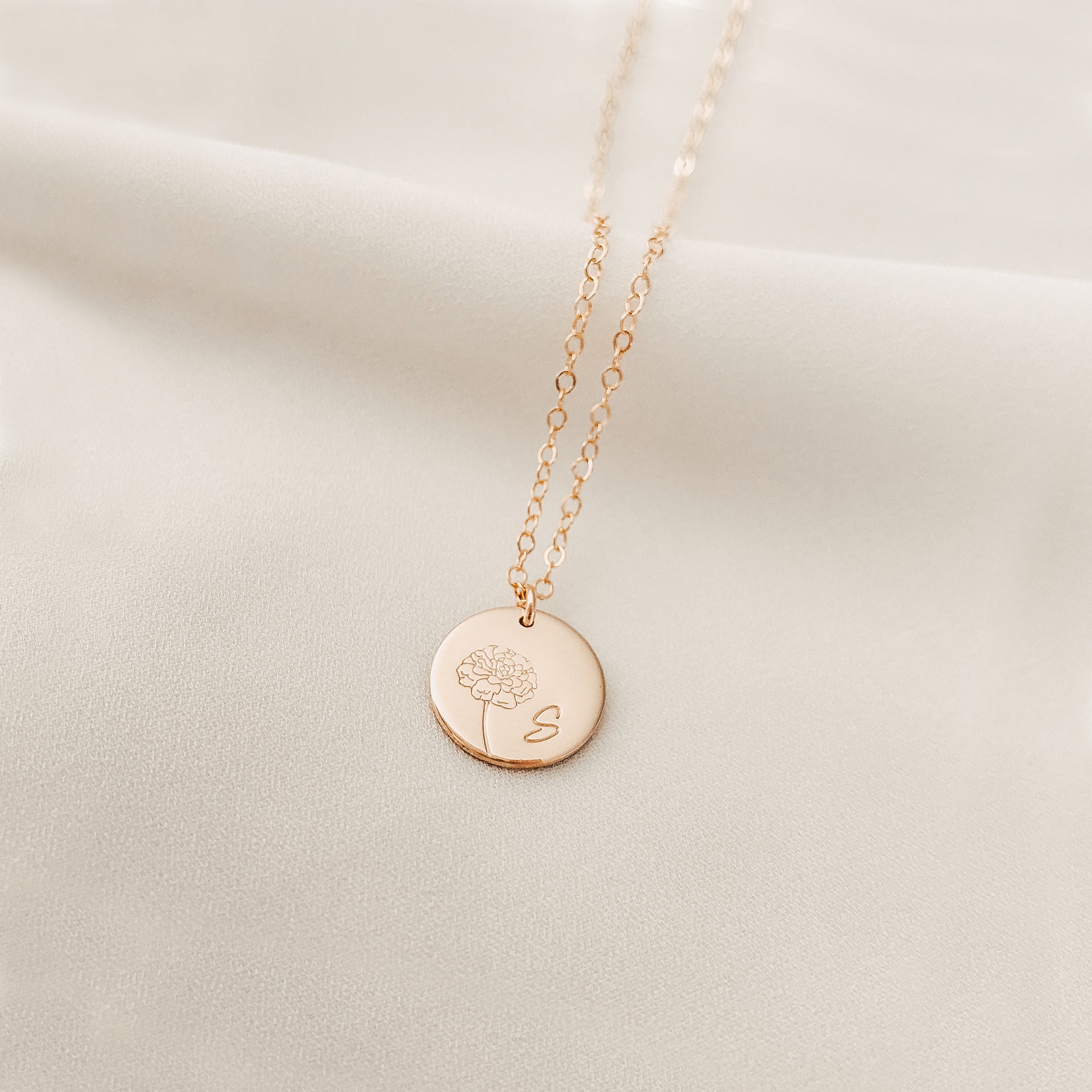 Personalised jewellery - KBN Jewellery - handmade jewellery – Personalised Jewellery gifts – Dainty jewellery - Dainty bracelet – flower stamped bracelet – family flowers – kids birth flowers – birth flower bracelet – personalised flower stamped necklace - floral stamped necklace – meaningful jewellery gift – October birth flower necklace – October birth flower necklace with intial – October gift ideas