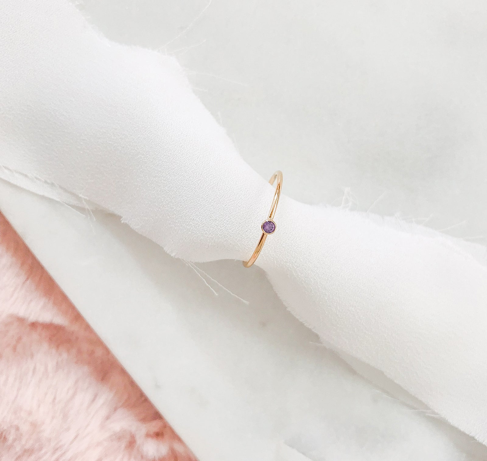 Personalised jewellery – handmade jewellery – KBN jewellery – dainty ring – birth month ring – birthstone ring – affordable ring – protection ring – February stone rings – birthstone ring – stacking ring – purple stone ring